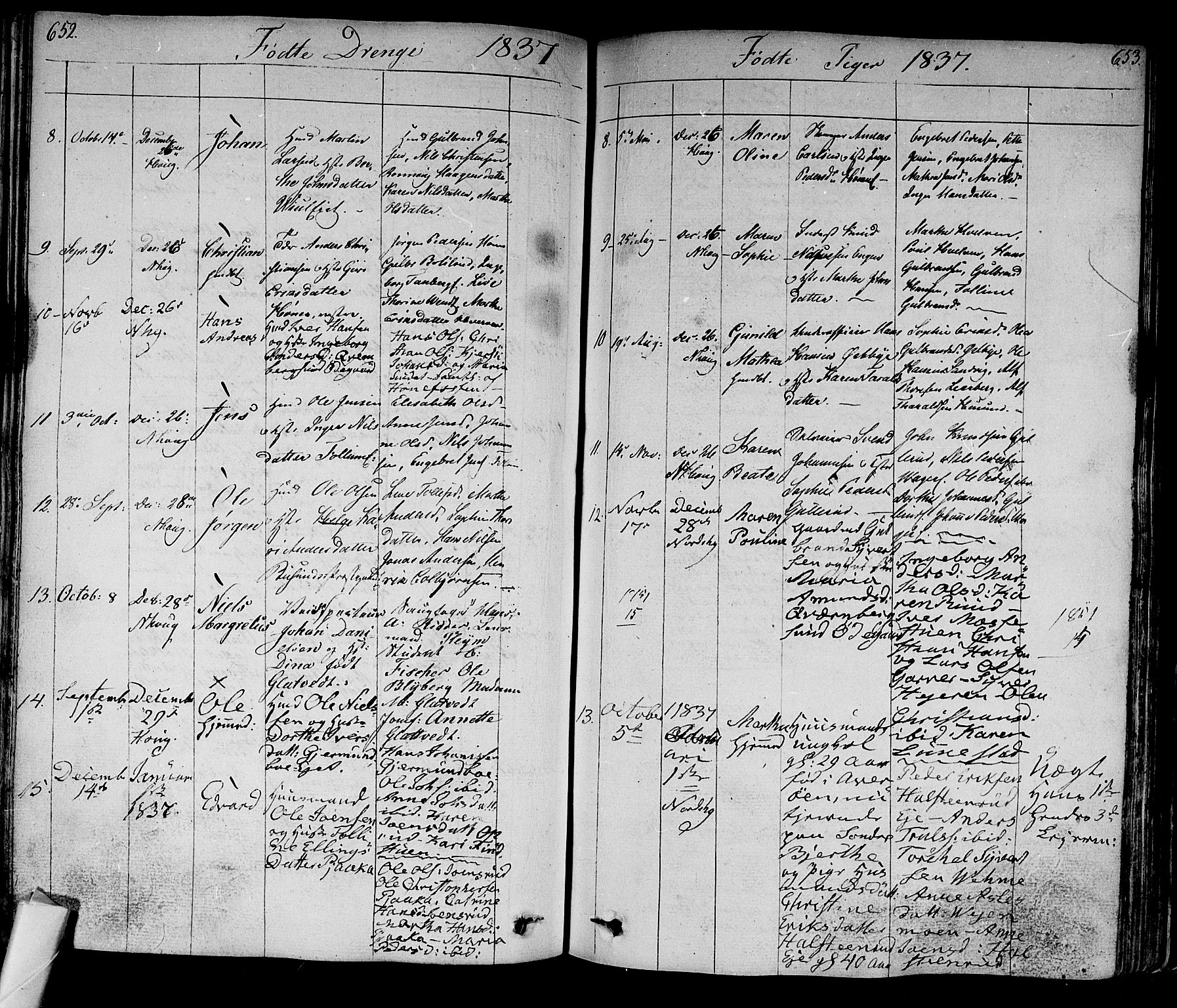 Norderhov kirkebøker, AV/SAKO-A-237/F/Fa/L0009: Parish register (official) no. 9, 1819-1837, p. 652-653