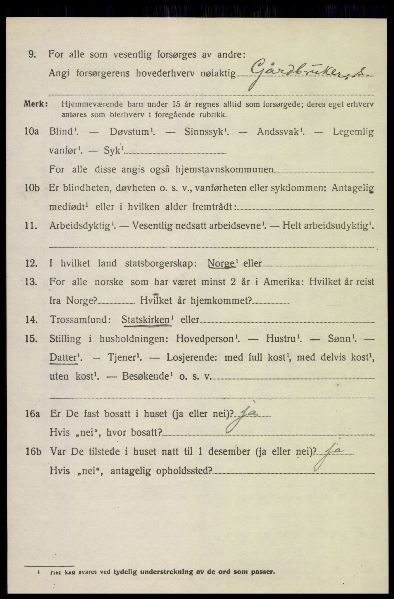 SAK, 1920 census for Sør-Audnedal, 1920, p. 1610