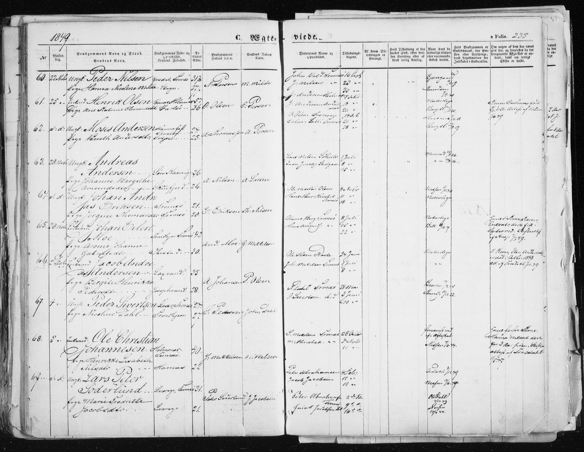 Tromsø sokneprestkontor/stiftsprosti/domprosti, SATØ/S-1343/G/Ga/L0010kirke: Parish register (official) no. 10, 1848-1855, p. 235
