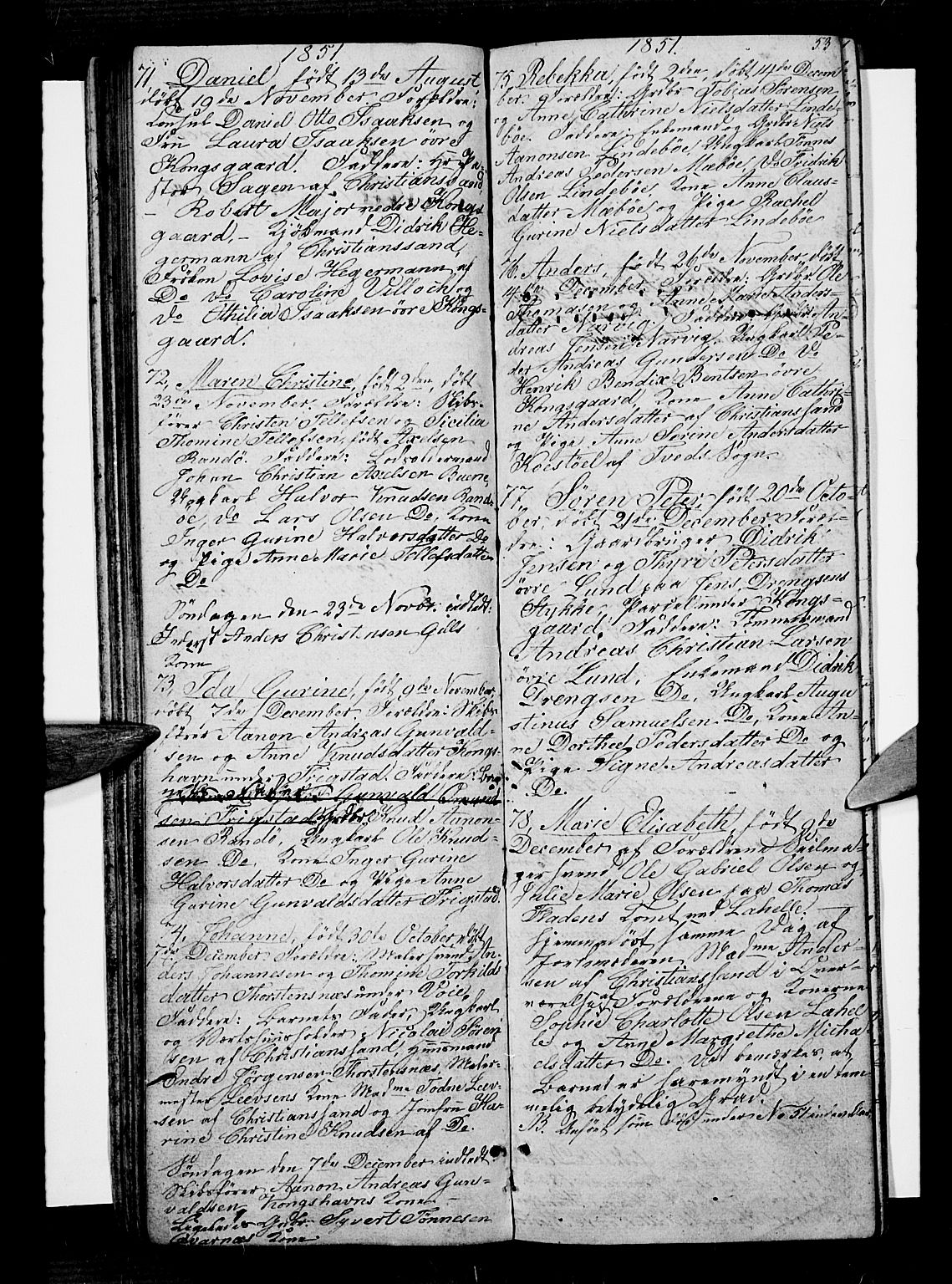 Oddernes sokneprestkontor, AV/SAK-1111-0033/F/Fb/Fba/L0005: Parish register (copy) no. B 5, 1846-1859, p. 53