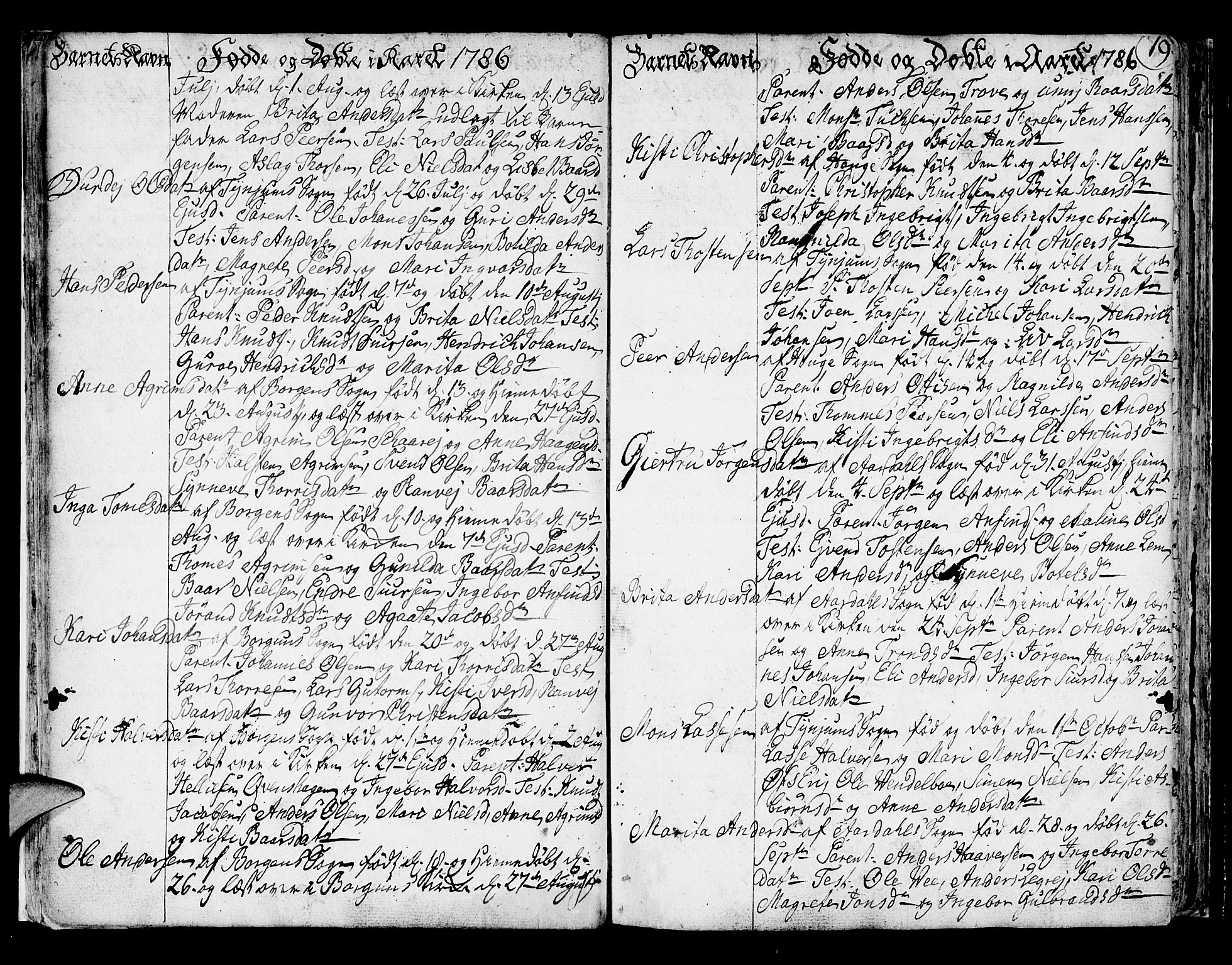 Lærdal sokneprestembete, SAB/A-81201: Parish register (official) no. A 3, 1783-1804, p. 19