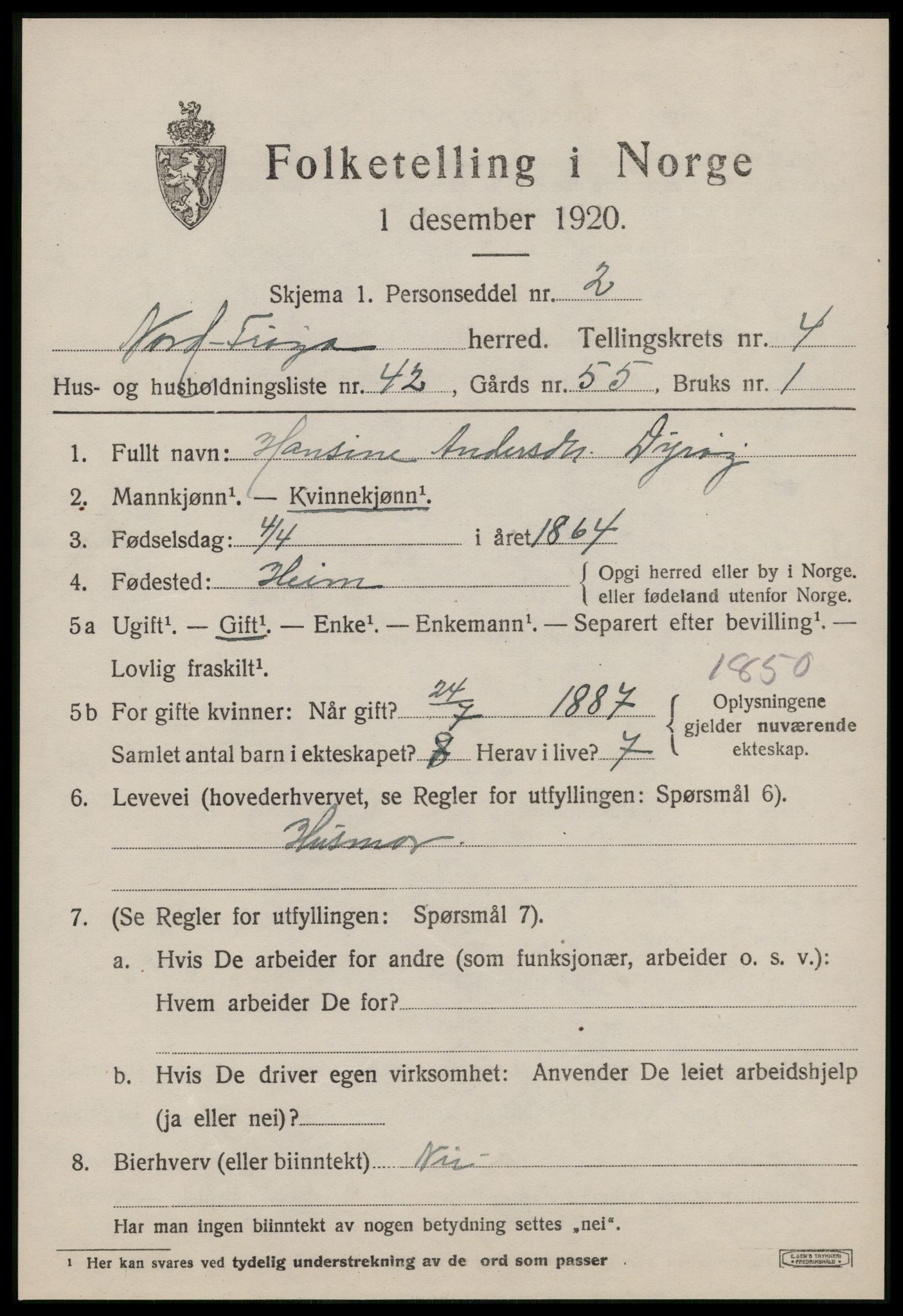 SAT, 1920 census for Nord-Frøya, 1920, p. 8637