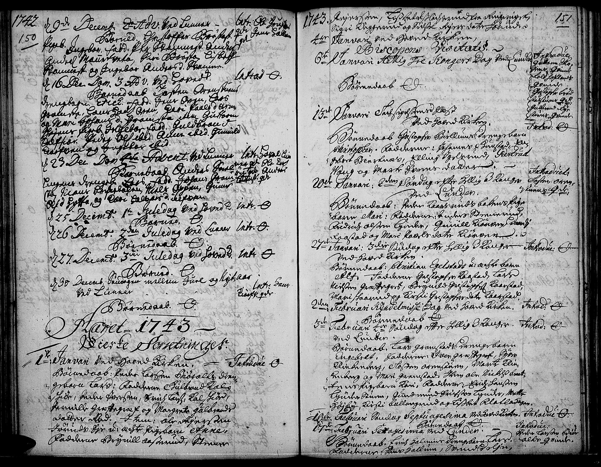 Jevnaker prestekontor, SAH/PREST-116/H/Ha/Haa/L0002: Parish register (official) no. 2, 1725-1751, p. 150-151