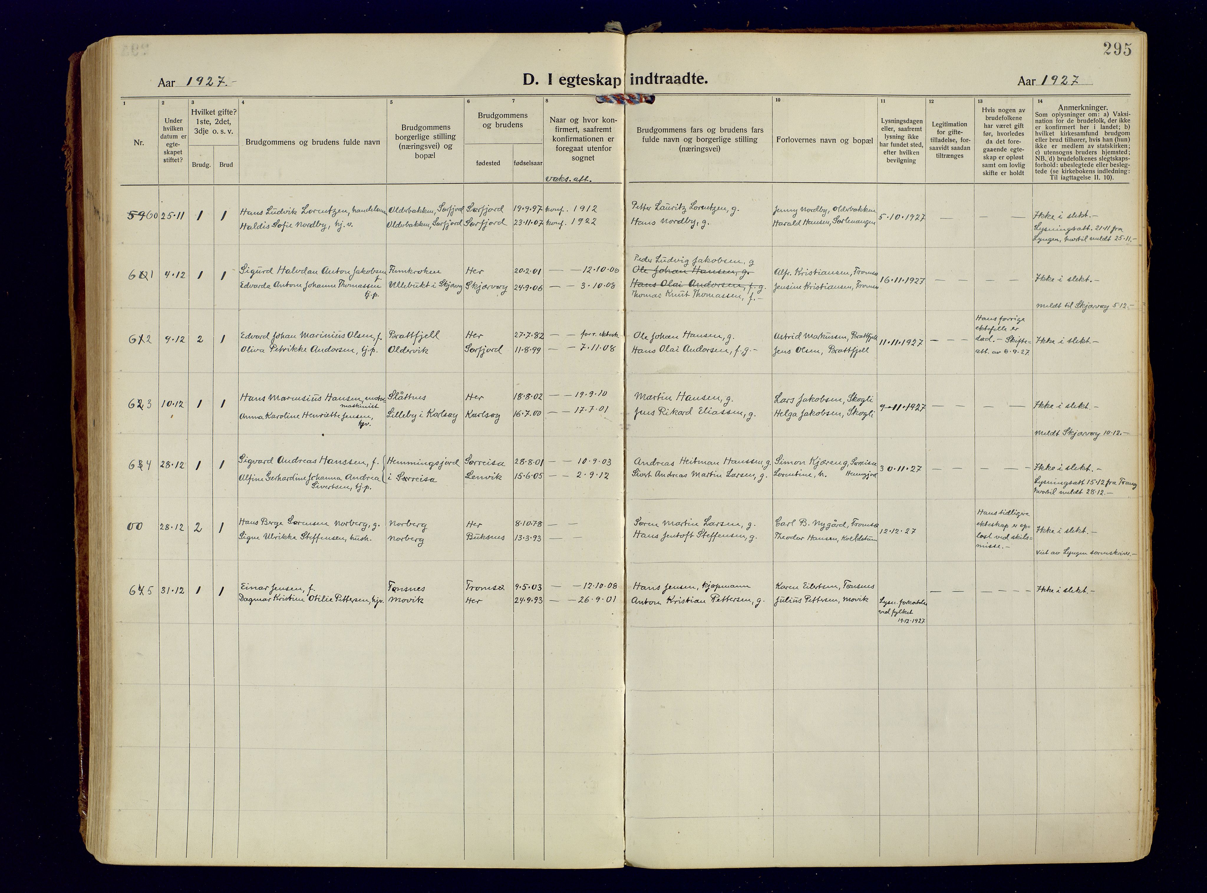 Tromsøysund sokneprestkontor, AV/SATØ-S-1304/G/Ga/L0009kirke: Parish register (official) no. 9, 1922-1934, p. 295