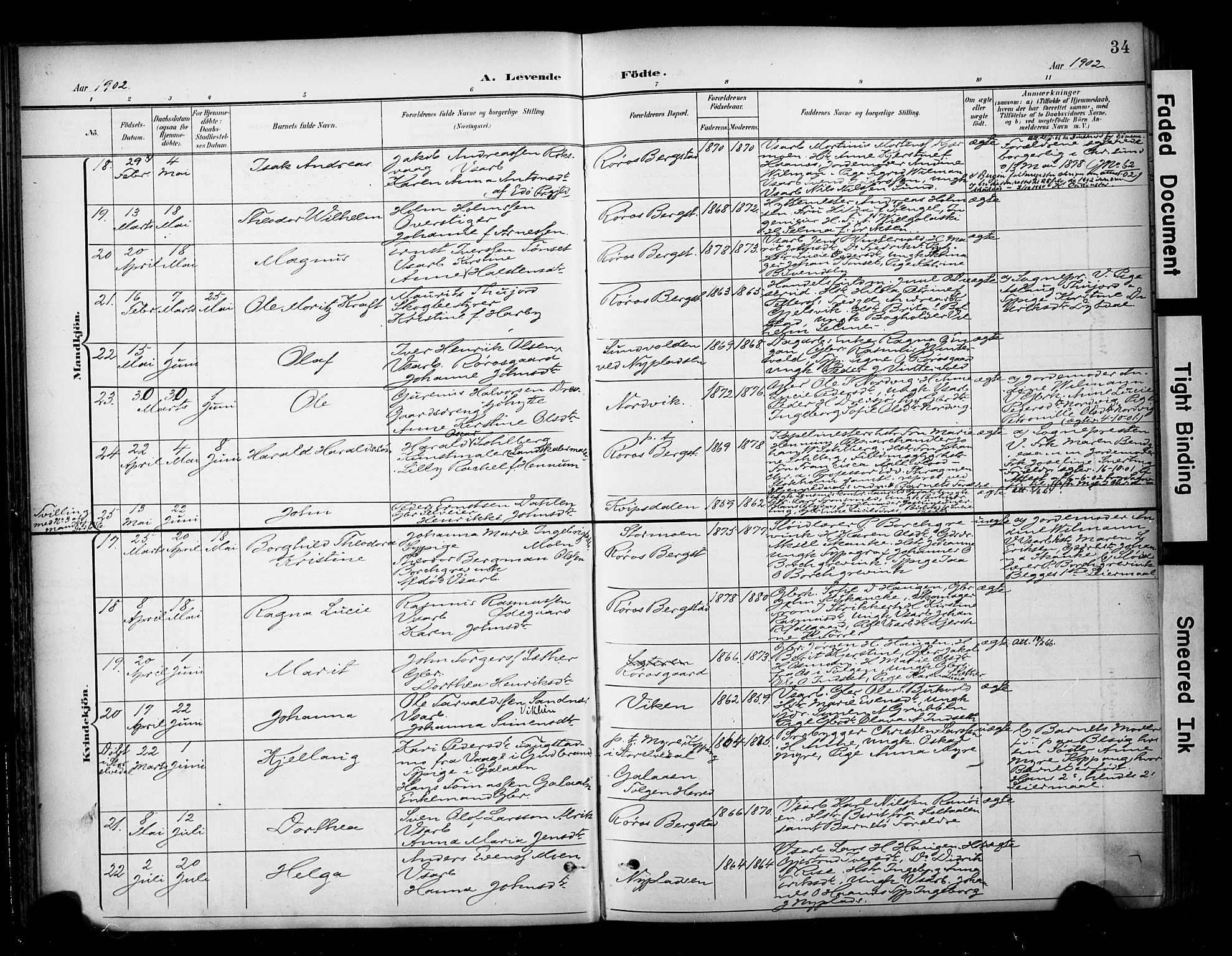 Ministerialprotokoller, klokkerbøker og fødselsregistre - Sør-Trøndelag, AV/SAT-A-1456/681/L0936: Parish register (official) no. 681A14, 1899-1908, p. 34