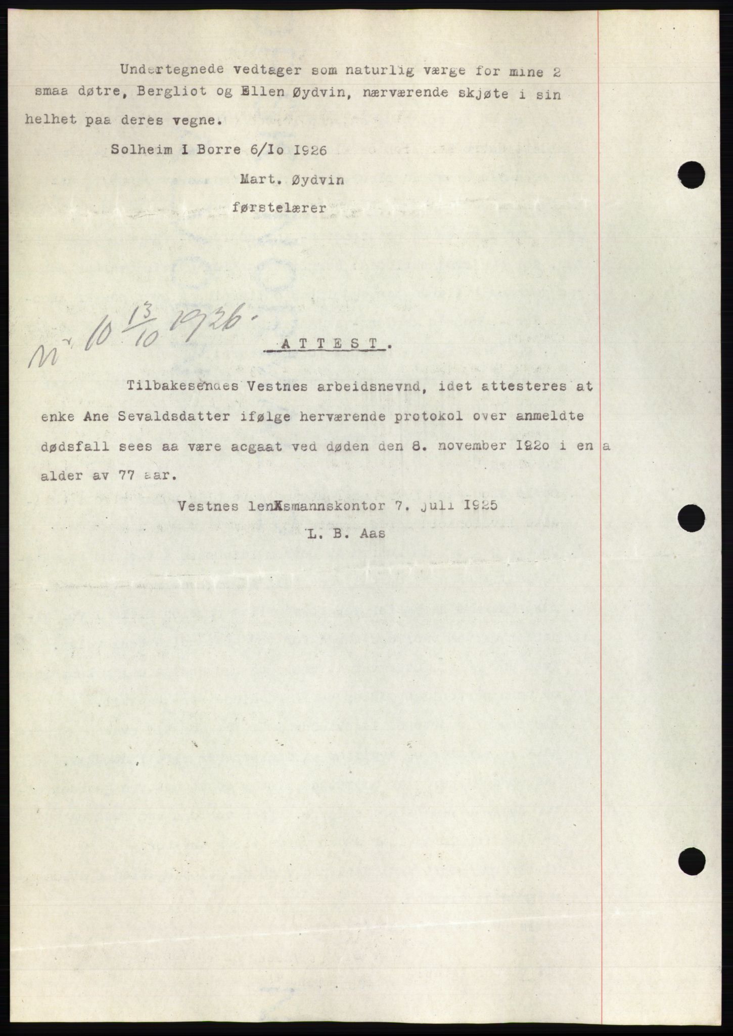 Romsdal sorenskriveri, AV/SAT-A-4149/1/2/2C/L0051: Mortgage book no. 45, 1926-1927, Deed date: 12.10.1926