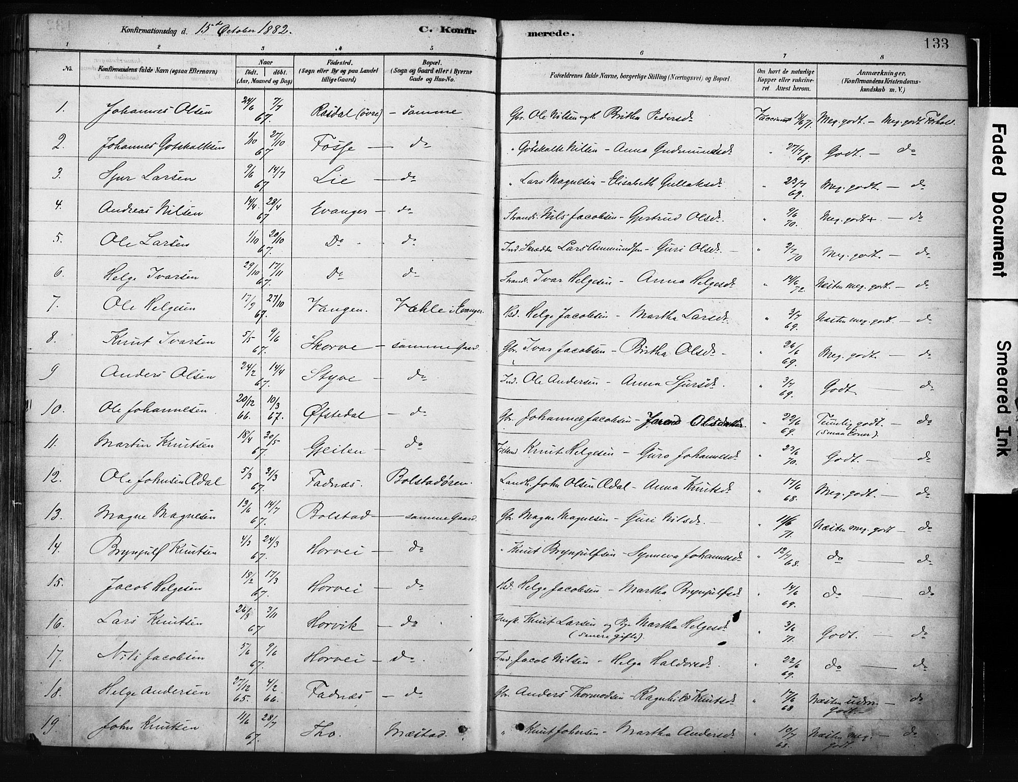 Evanger sokneprestembete, AV/SAB-A-99924: Parish register (official) no. A 1, 1877-1899, p. 133