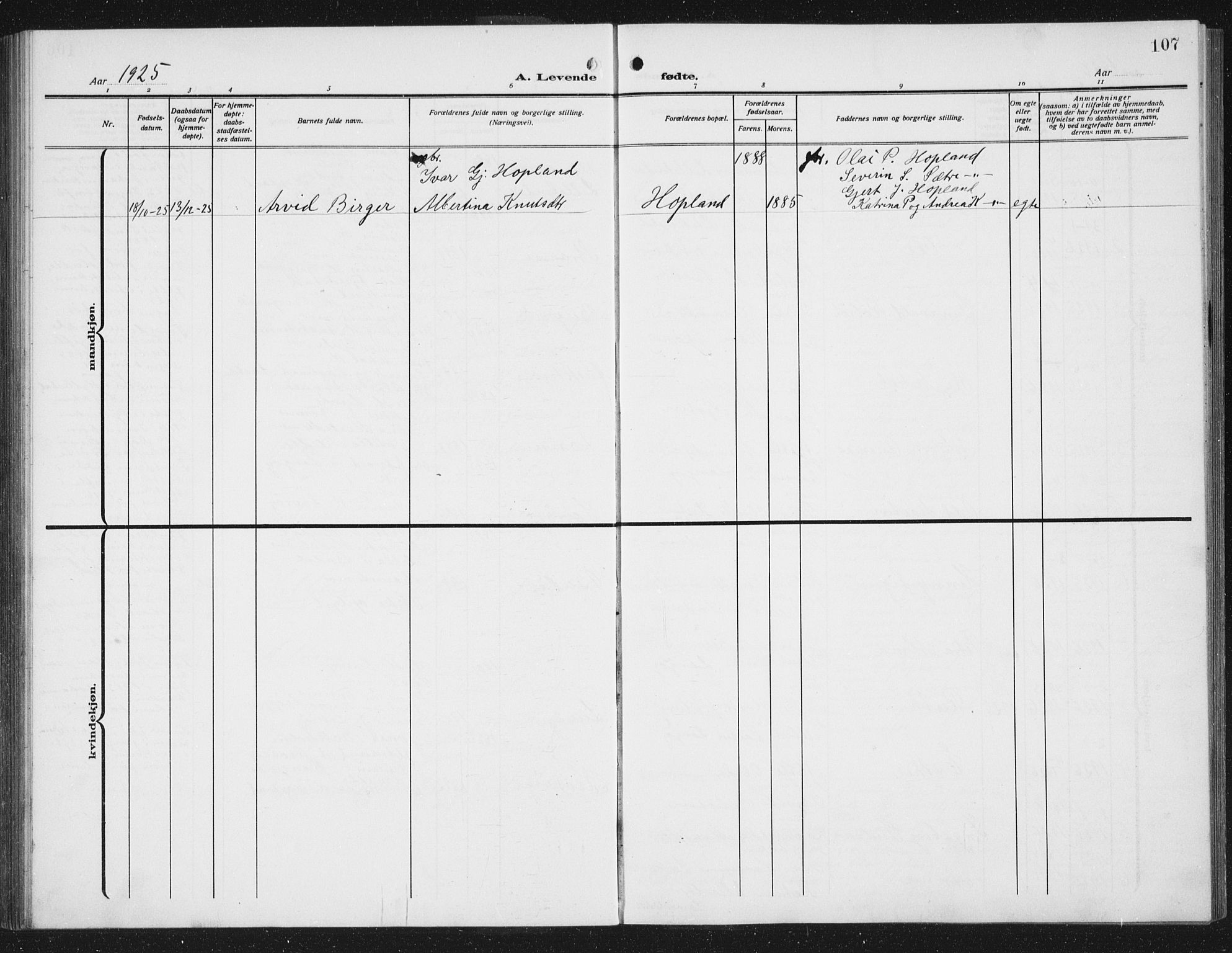 Lindås Sokneprestembete, SAB/A-76701/H/Hab: Parish register (copy) no. C 5, 1910-1927, p. 107
