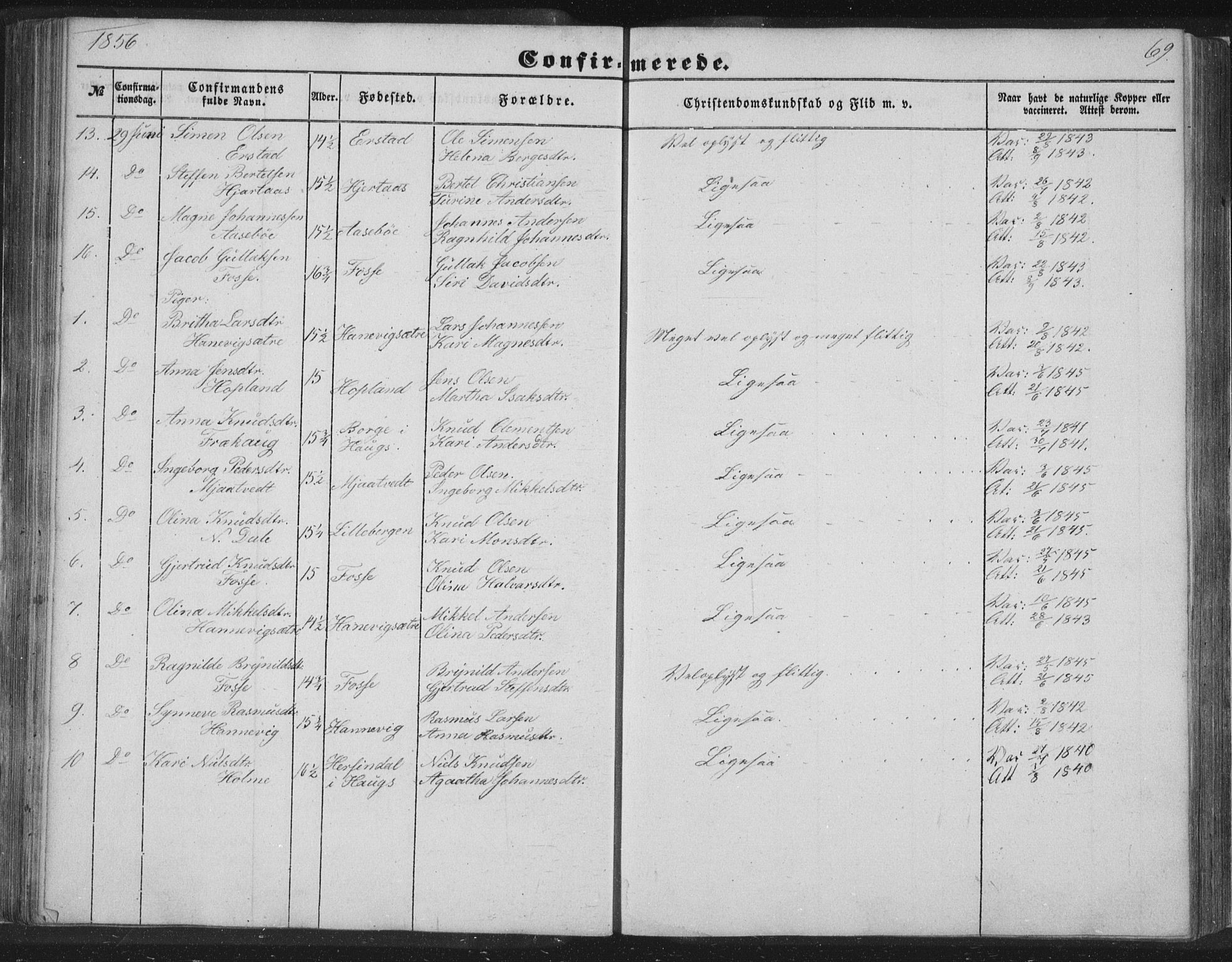 Alversund Sokneprestembete, AV/SAB-A-73901/H/Ha/Hab: Parish register (copy) no. C 1, 1851-1866, p. 69