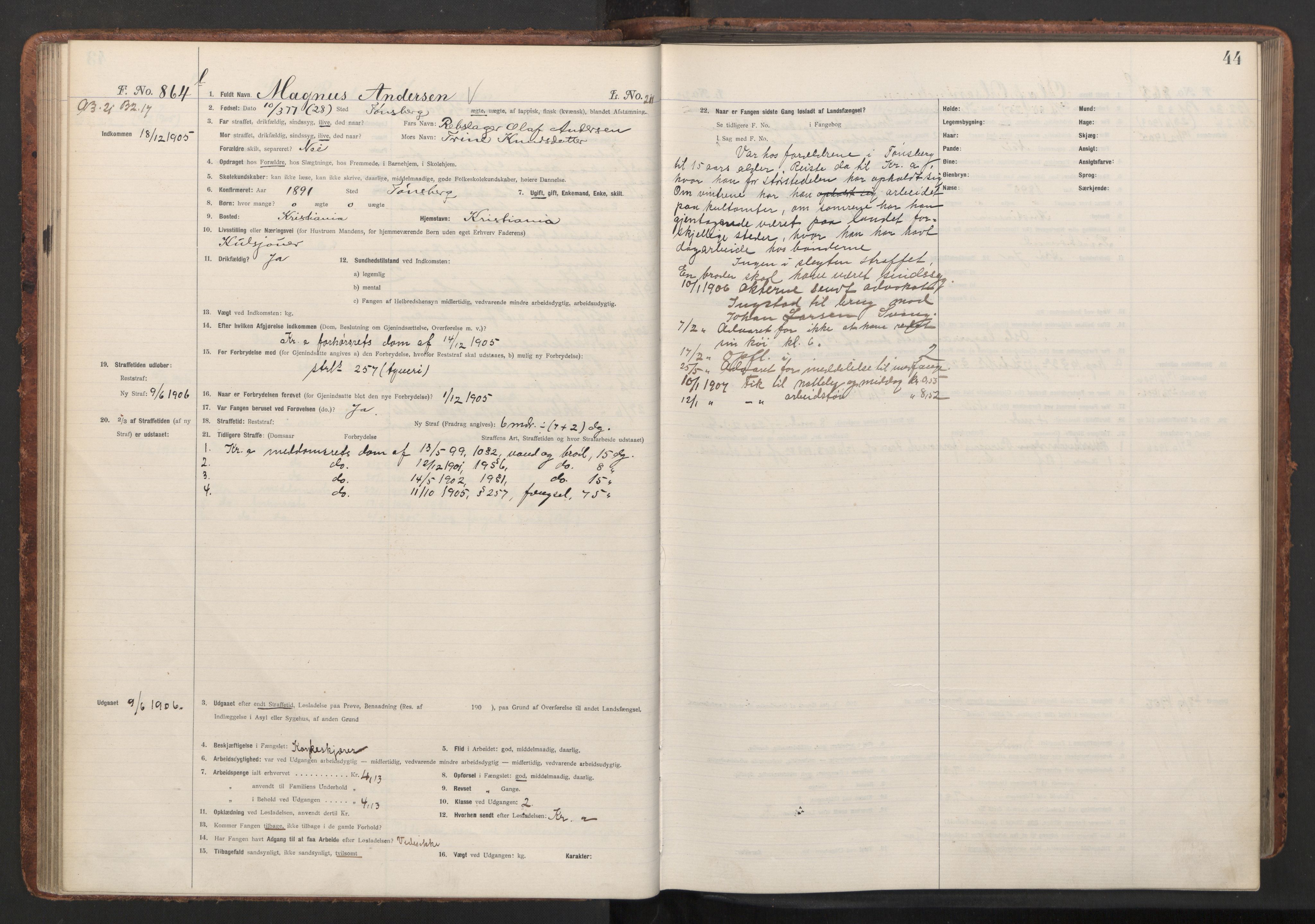 Botsfengslet, AV/RA-S-1539/D/Db/Dbb/L0040: 821l - 171m, 1905-1907, p. 44