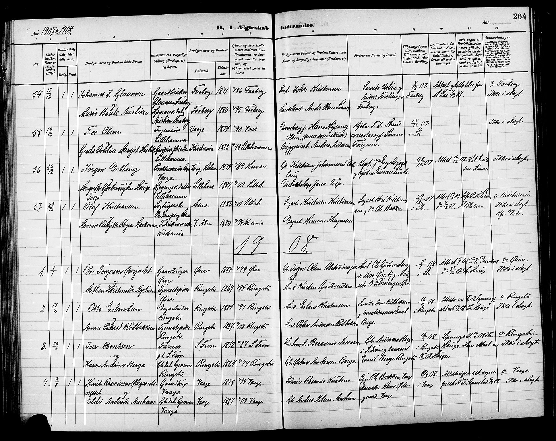 Lillehammer prestekontor, SAH/PREST-088/H/Ha/Hab/L0001: Parish register (copy) no. 1, 1901-1913, p. 264