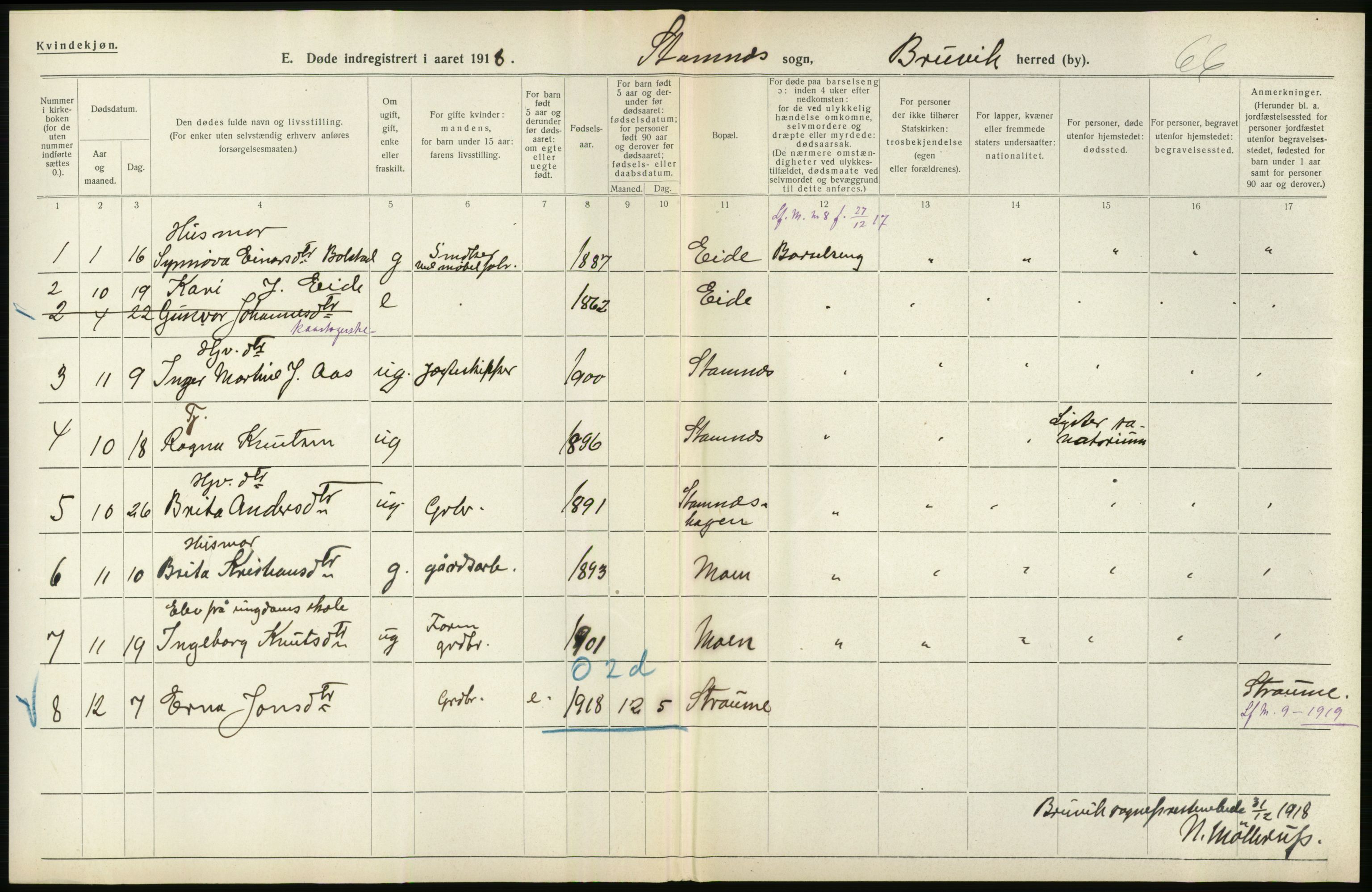 Statistisk sentralbyrå, Sosiodemografiske emner, Befolkning, RA/S-2228/D/Df/Dfb/Dfbh/L0036: Hordaland fylke: Døde., 1918, p. 538