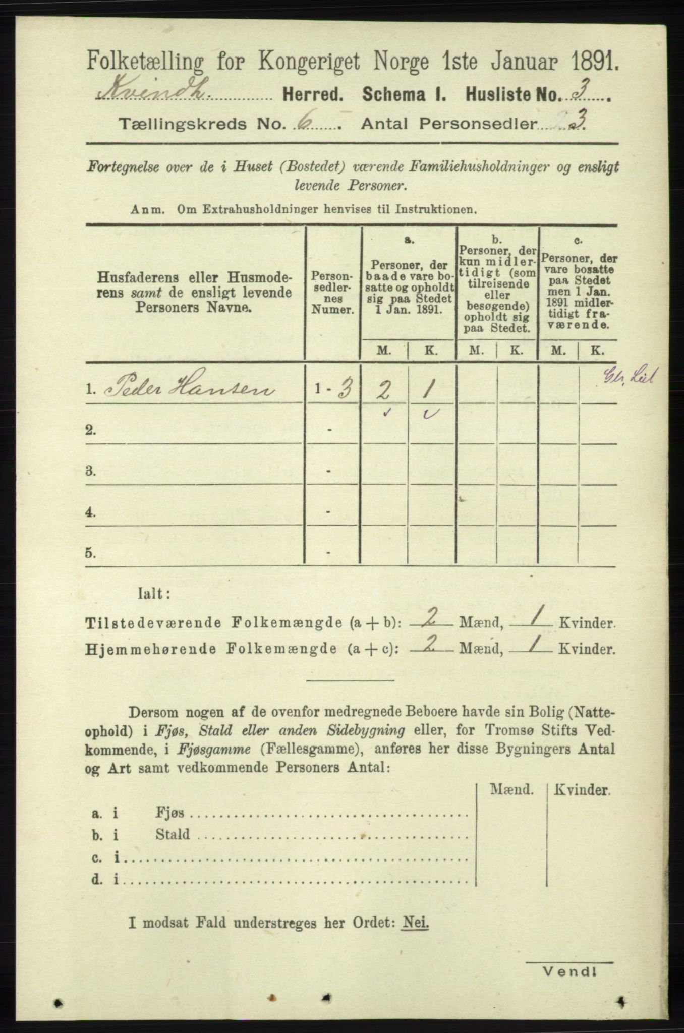 RA, 1891 census for 1224 Kvinnherad, 1891, p. 2081