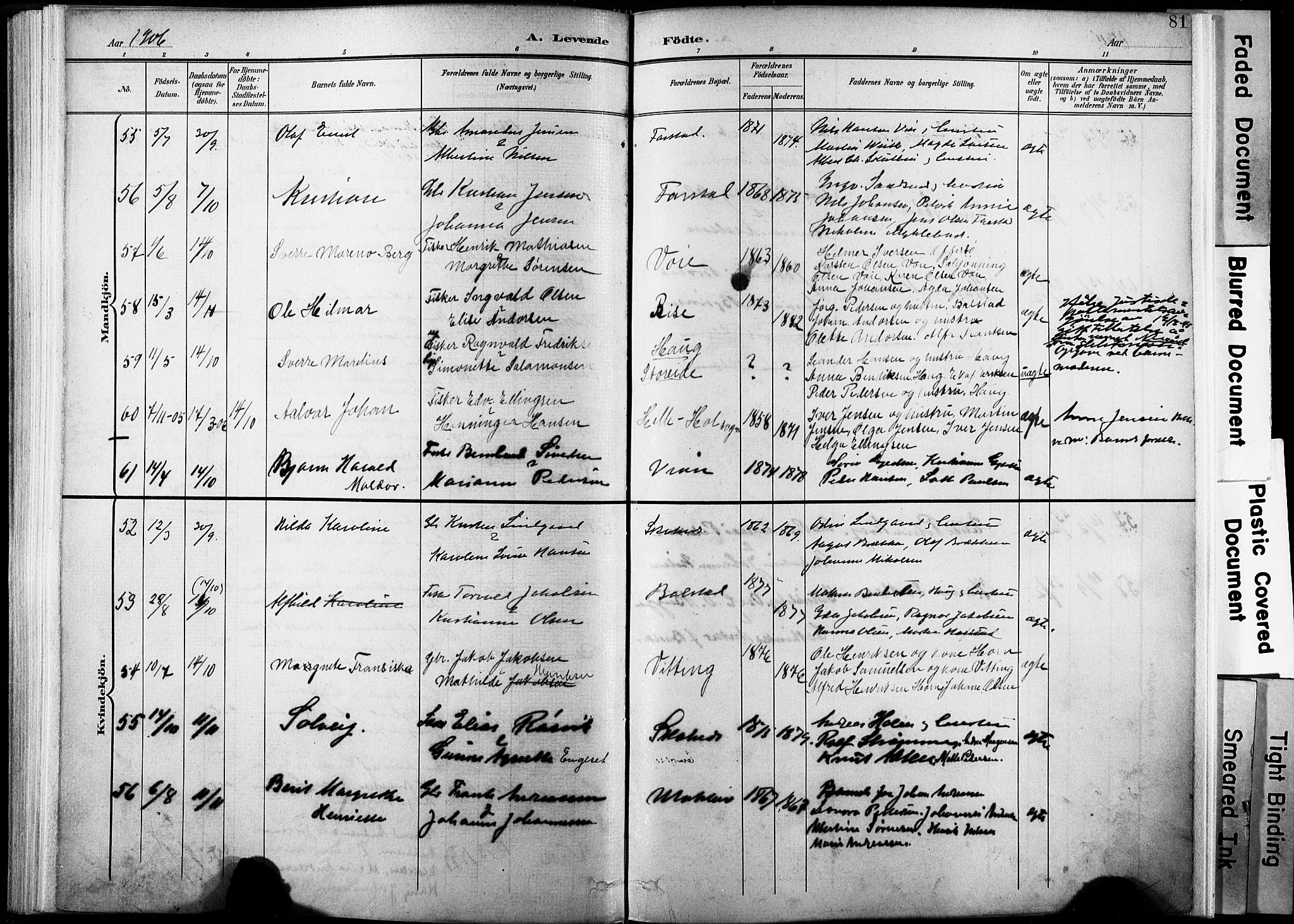 Ministerialprotokoller, klokkerbøker og fødselsregistre - Nordland, AV/SAT-A-1459/881/L1151: Parish register (official) no. 881A04, 1899-1907, p. 81