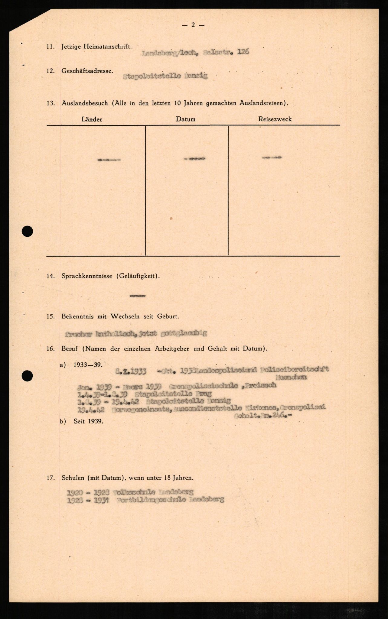 Forsvaret, Forsvarets overkommando II, AV/RA-RAFA-3915/D/Db/L0006: CI Questionaires. Tyske okkupasjonsstyrker i Norge. Tyskere., 1945-1946, p. 131