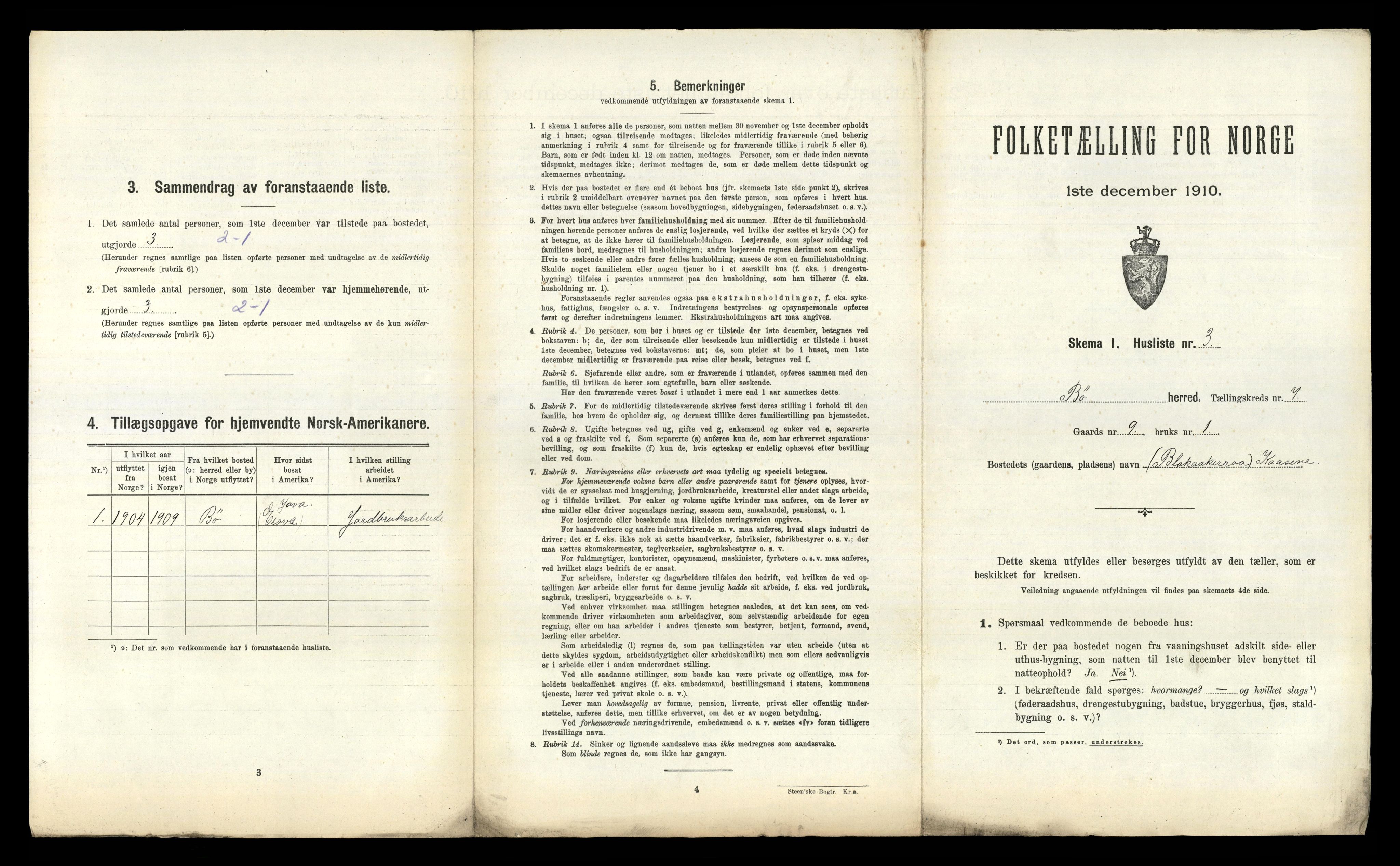 RA, 1910 census for Bø, 1910, p. 837