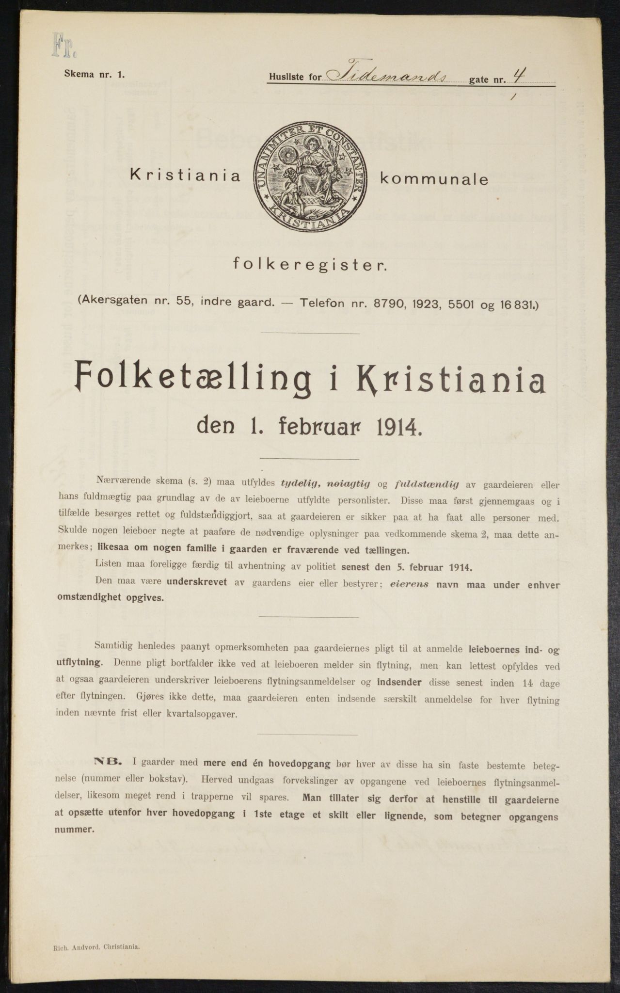 OBA, Municipal Census 1914 for Kristiania, 1914, p. 112259