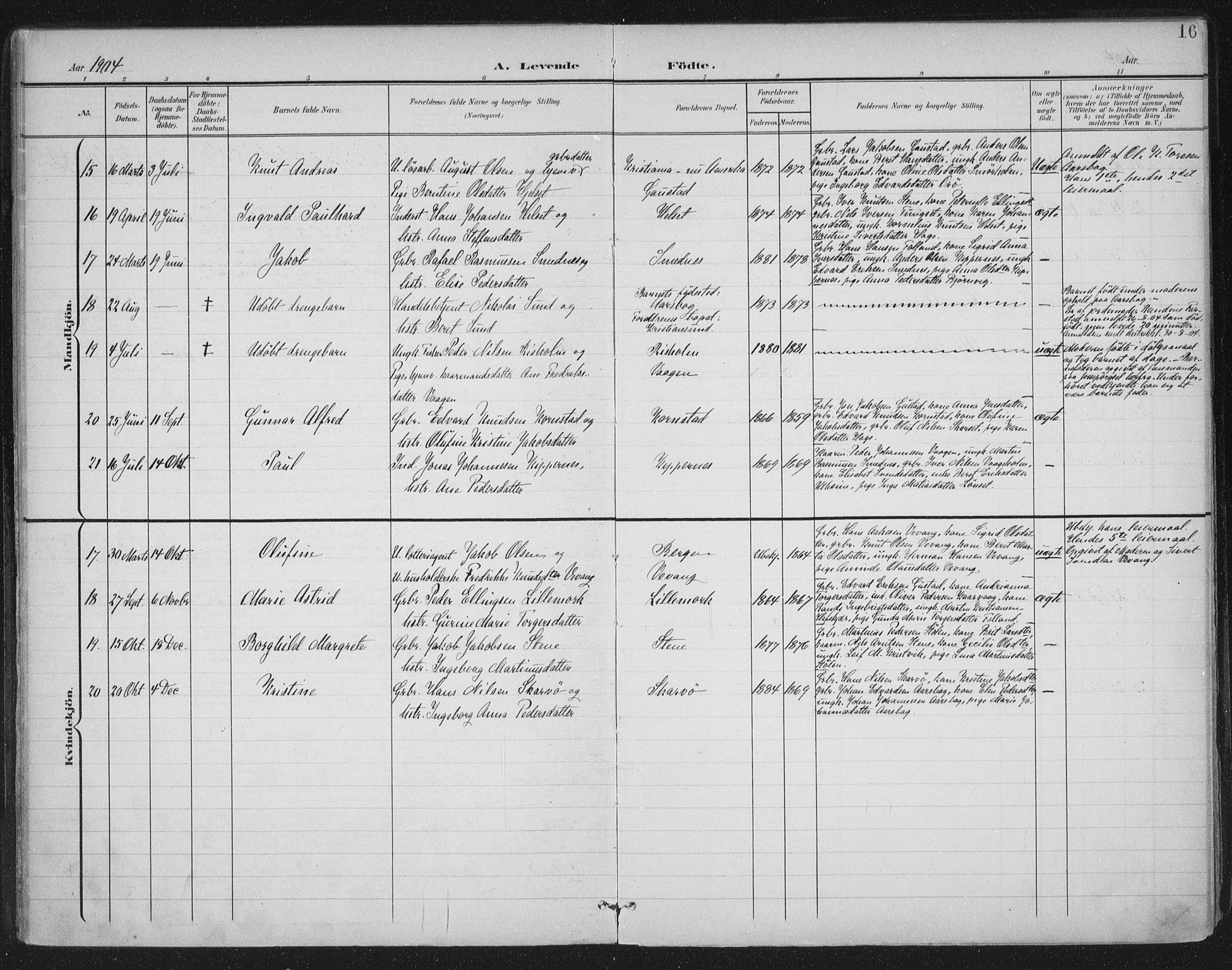 Ministerialprotokoller, klokkerbøker og fødselsregistre - Møre og Romsdal, AV/SAT-A-1454/570/L0833: Parish register (official) no. 570A07, 1901-1914, p. 16