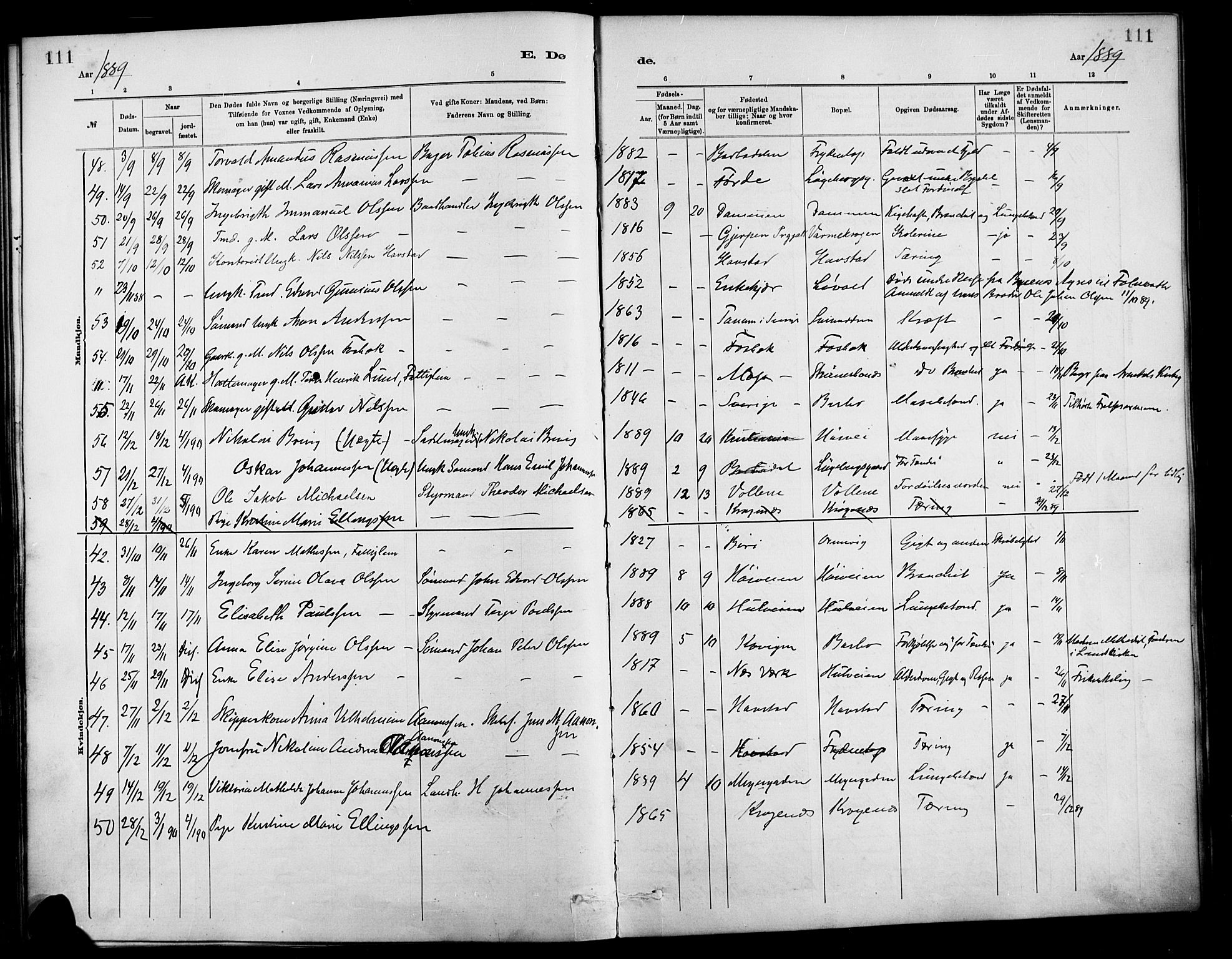 Barbu sokneprestkontor, AV/SAK-1111-0003/F/Fa/L0003: Parish register (official) no. A 3, 1883-1898, p. 111