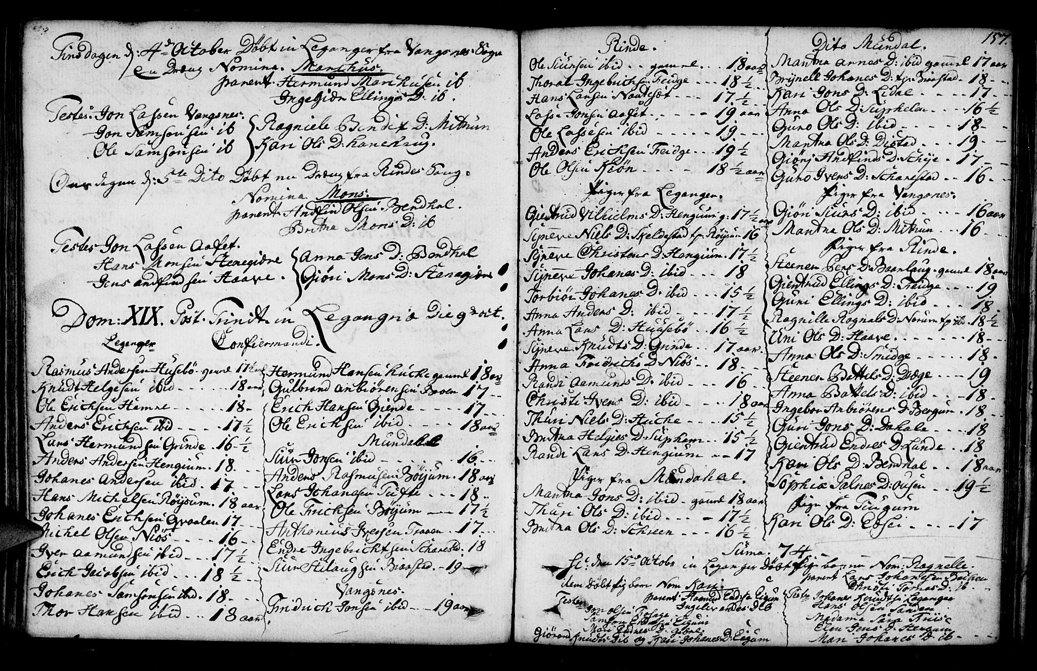 Leikanger sokneprestembete, SAB/A-81001: Parish register (official) no. A 3, 1756-1770, p. 157