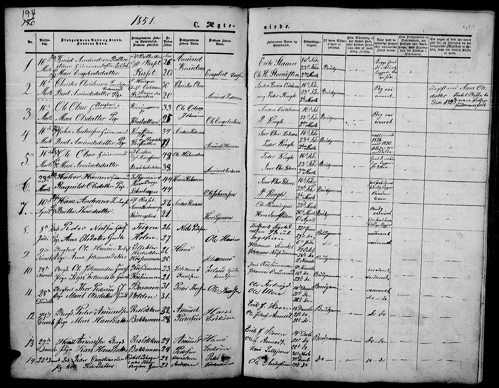 Nord-Fron prestekontor, SAH/PREST-080/H/Ha/Hab/L0003: Parish register (copy) no. 3, 1851-1886, p. 194