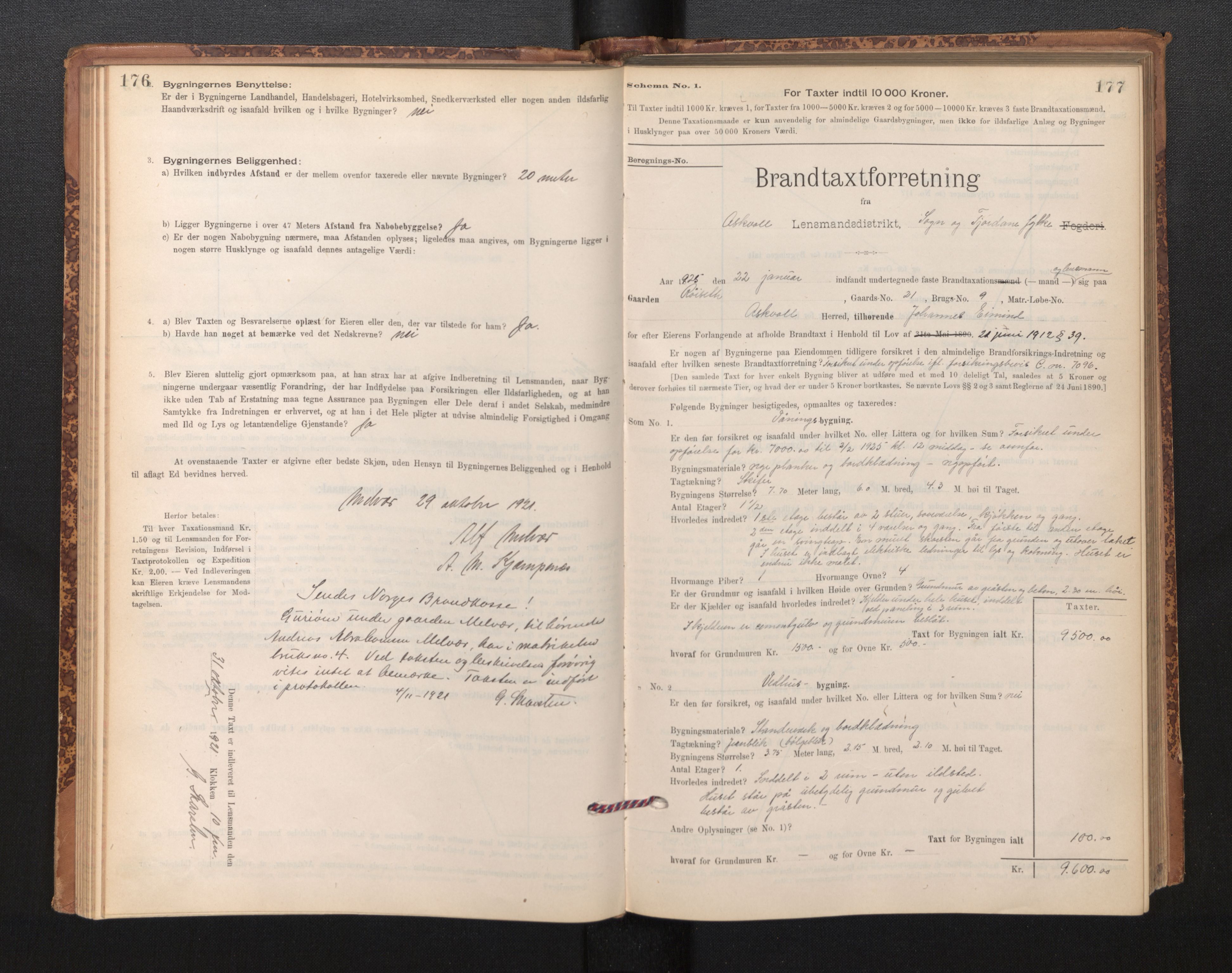 Lensmannen i Askvoll, SAB/A-26301/0012/L0004: Branntakstprotokoll, skjematakst og liste over branntakstmenn, 1895-1932, p. 176-177