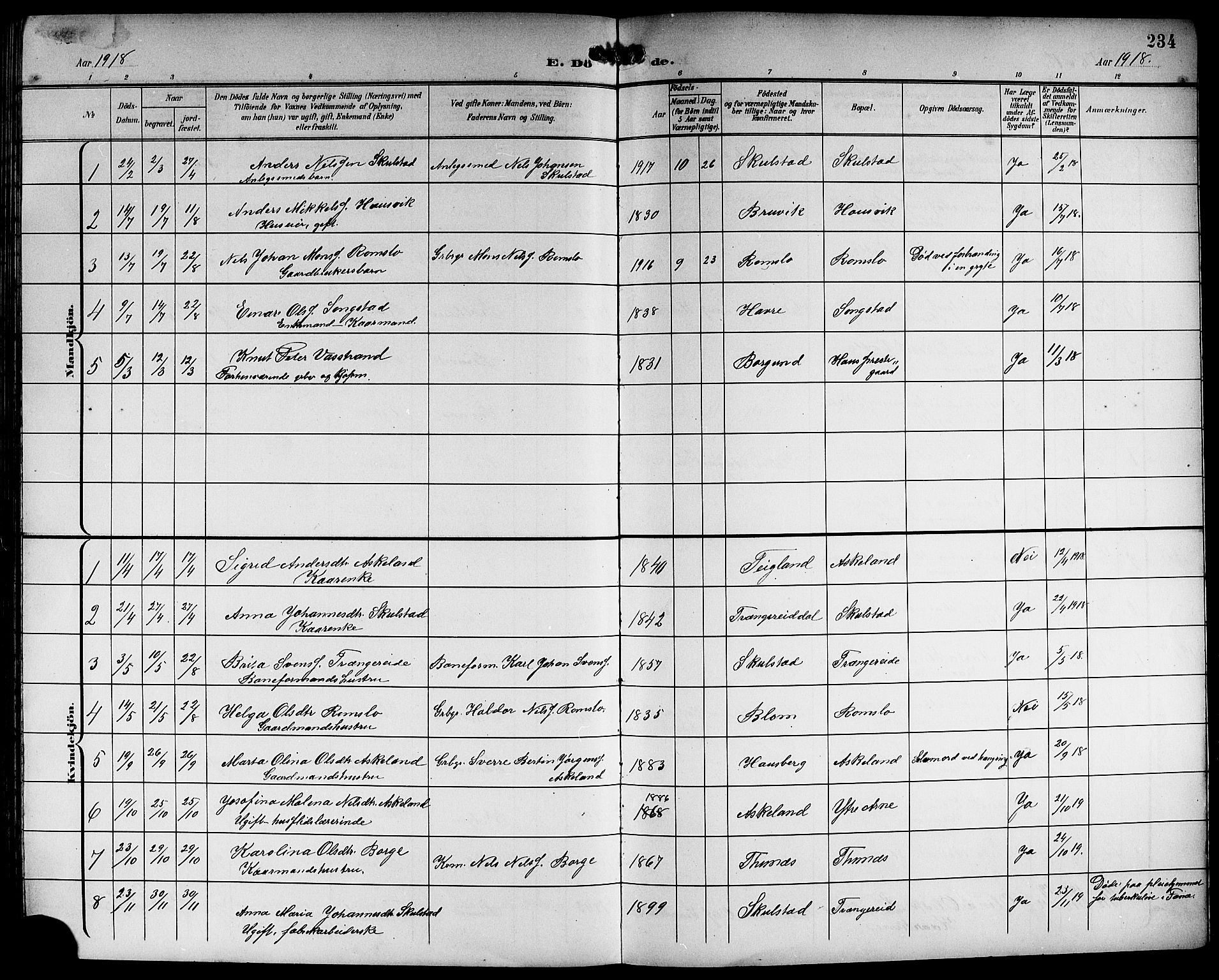 Haus sokneprestembete, SAB/A-75601/H/Hab: Parish register (copy) no. B 4, 1900-1921, p. 234