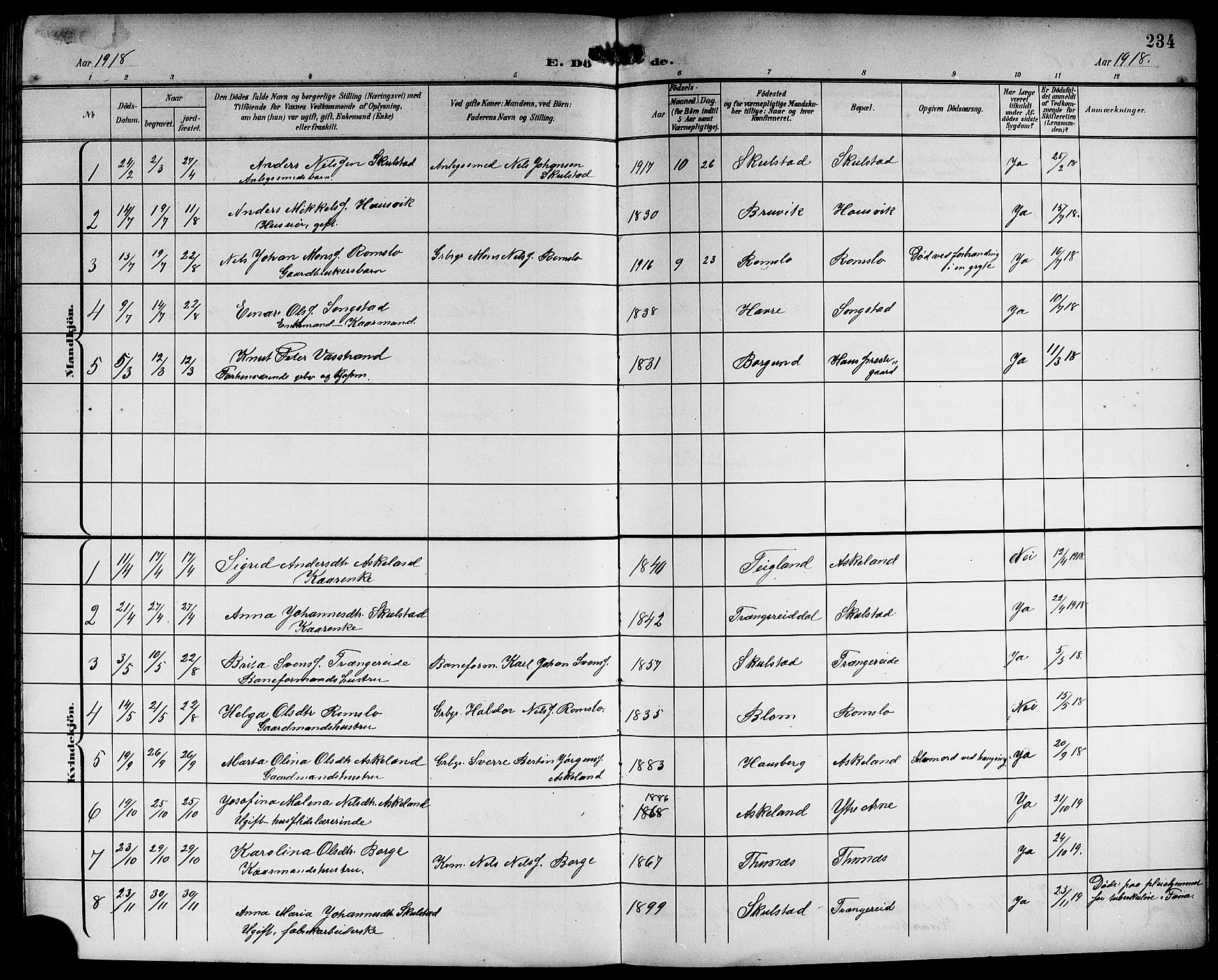 Haus sokneprestembete, AV/SAB-A-75601/H/Hab: Parish register (copy) no. B 4, 1900-1921, p. 234