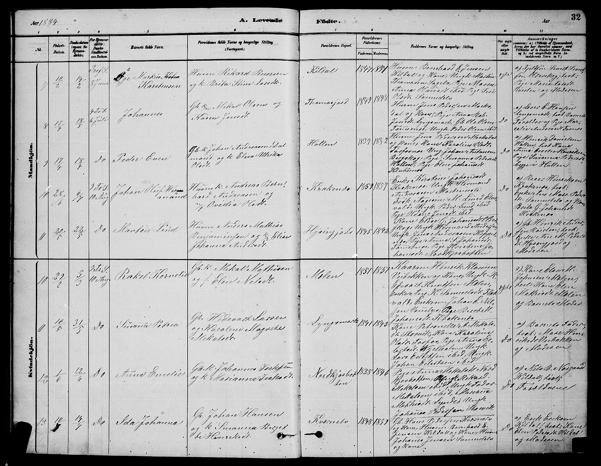 Skjervøy sokneprestkontor, AV/SATØ-S-1300/H/Ha/Hab/L0020klokker: Parish register (copy) no. 20, 1878-1892, p. 32