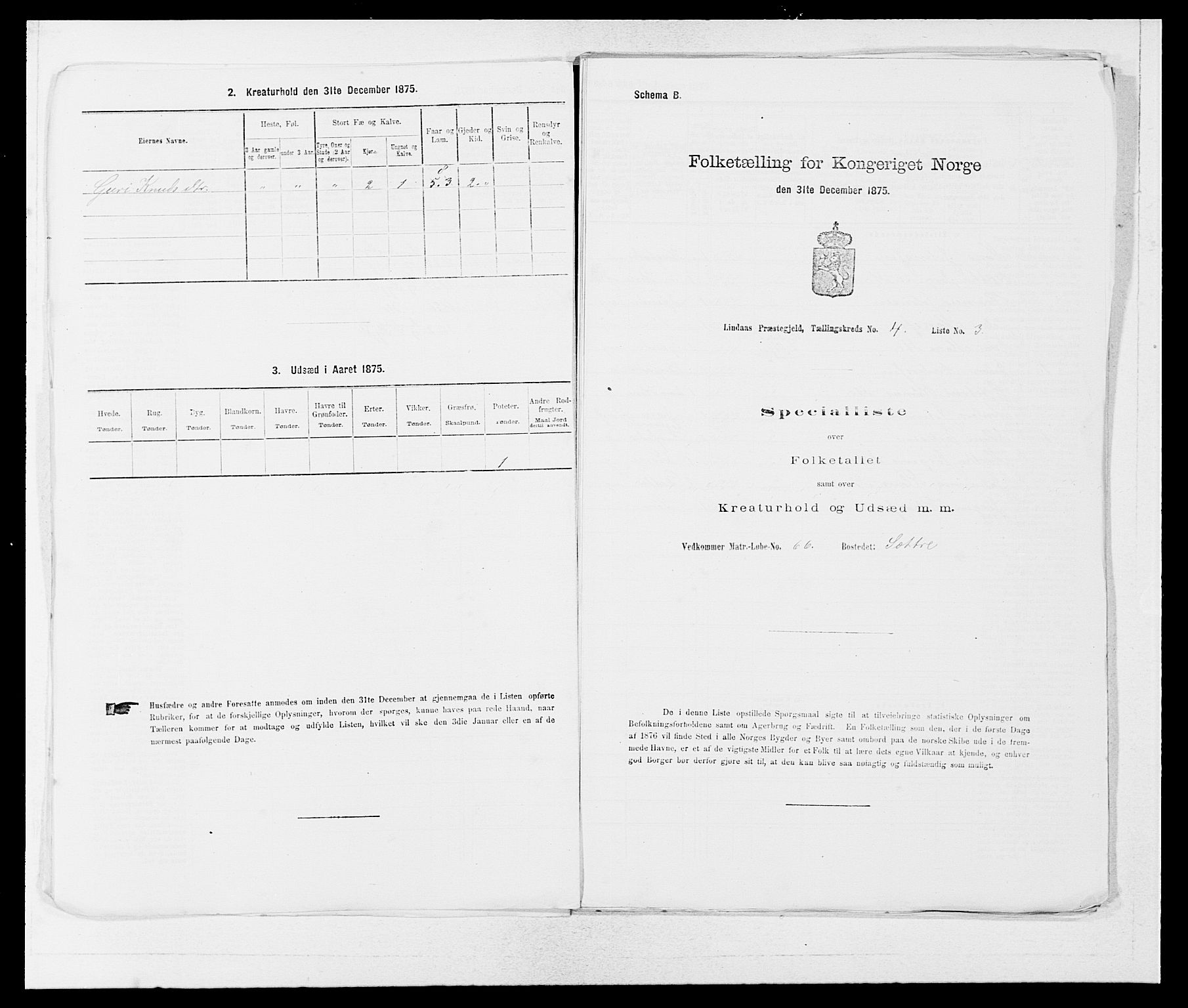 SAB, 1875 census for 1263P Lindås, 1875, p. 294