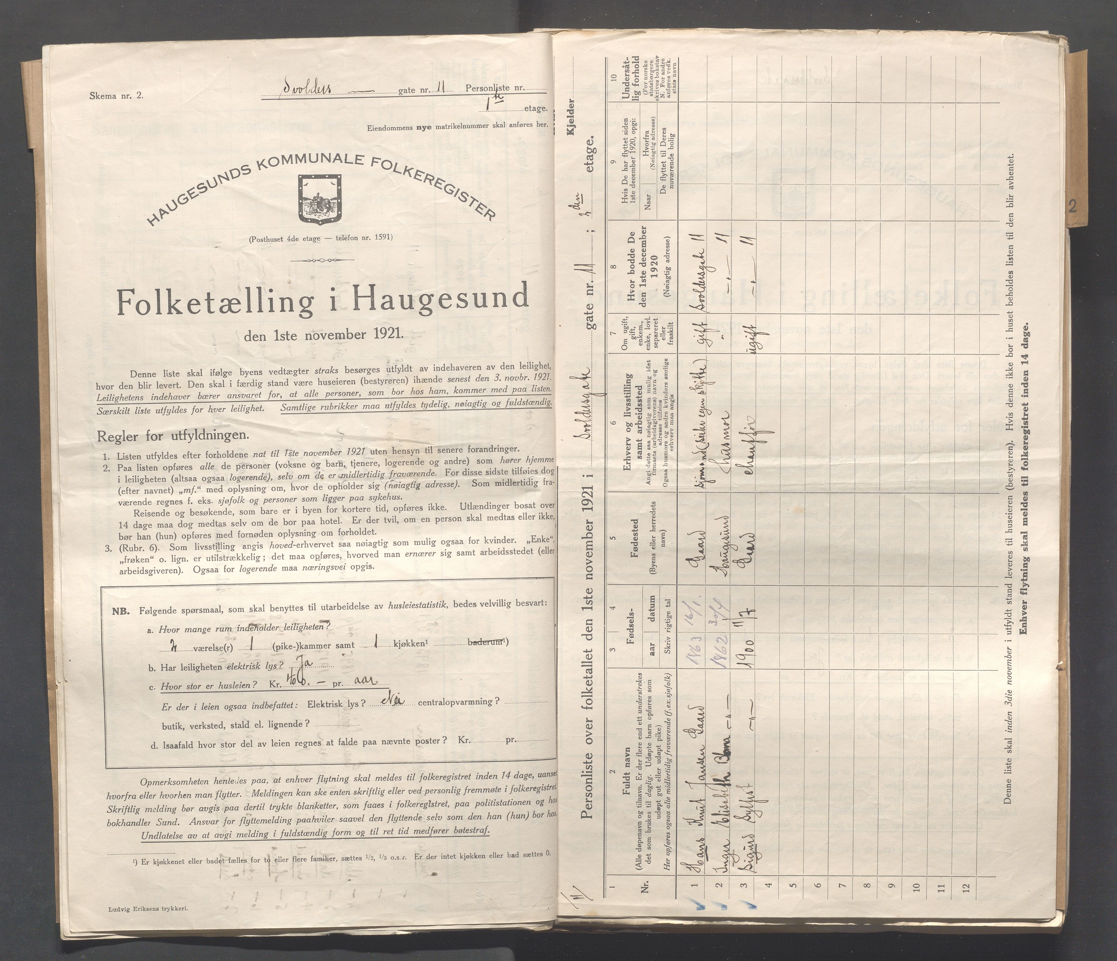 IKAR, Local census 1.11.1921 for Haugesund, 1921, p. 4985