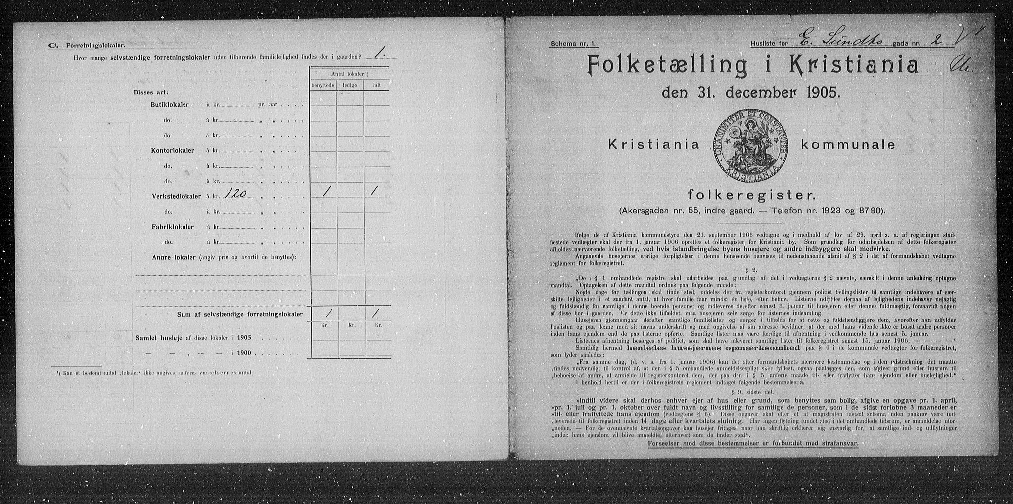 OBA, Municipal Census 1905 for Kristiania, 1905, p. 9797