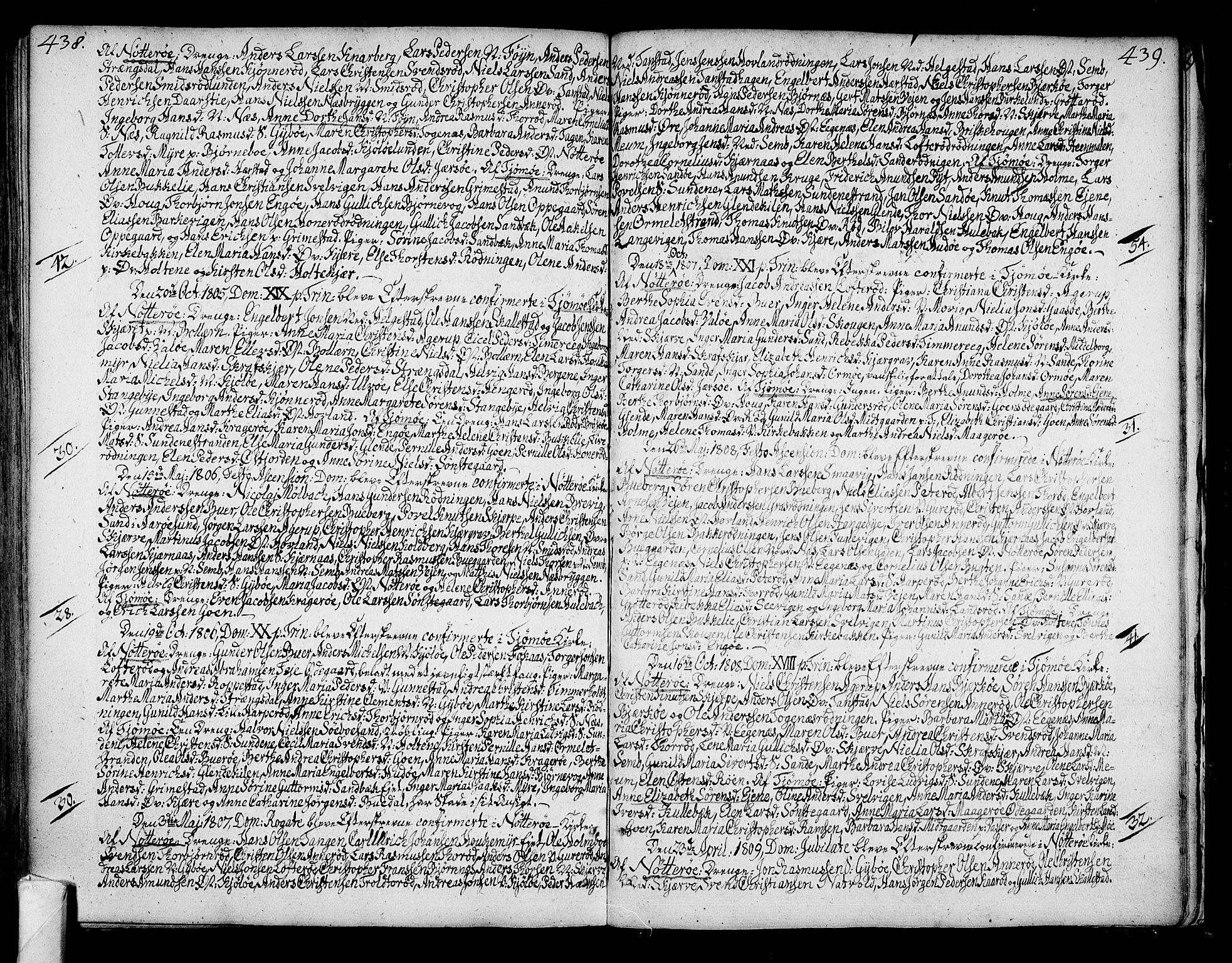 Nøtterøy kirkebøker, SAKO/A-354/F/Fa/L0003: Parish register (official) no. I 3, 1791-1814, p. 438-439