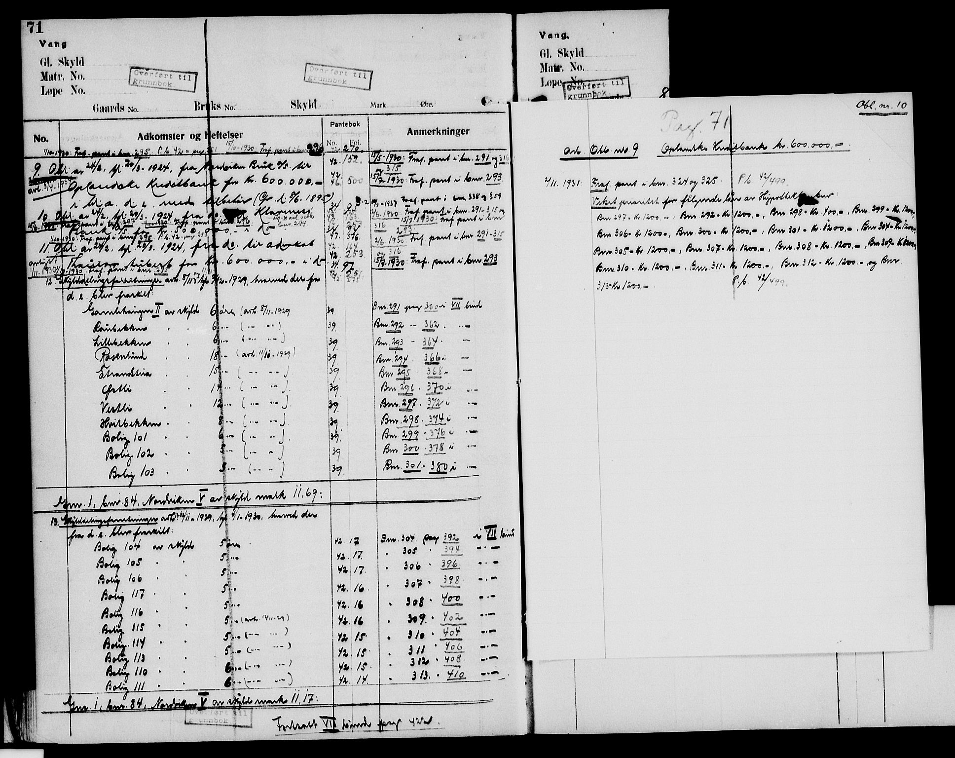 Nord-Hedmark sorenskriveri, SAH/TING-012/H/Ha/Had/Hade/L0005: Mortgage register no. 4.5, 1916-1940, p. 71-72