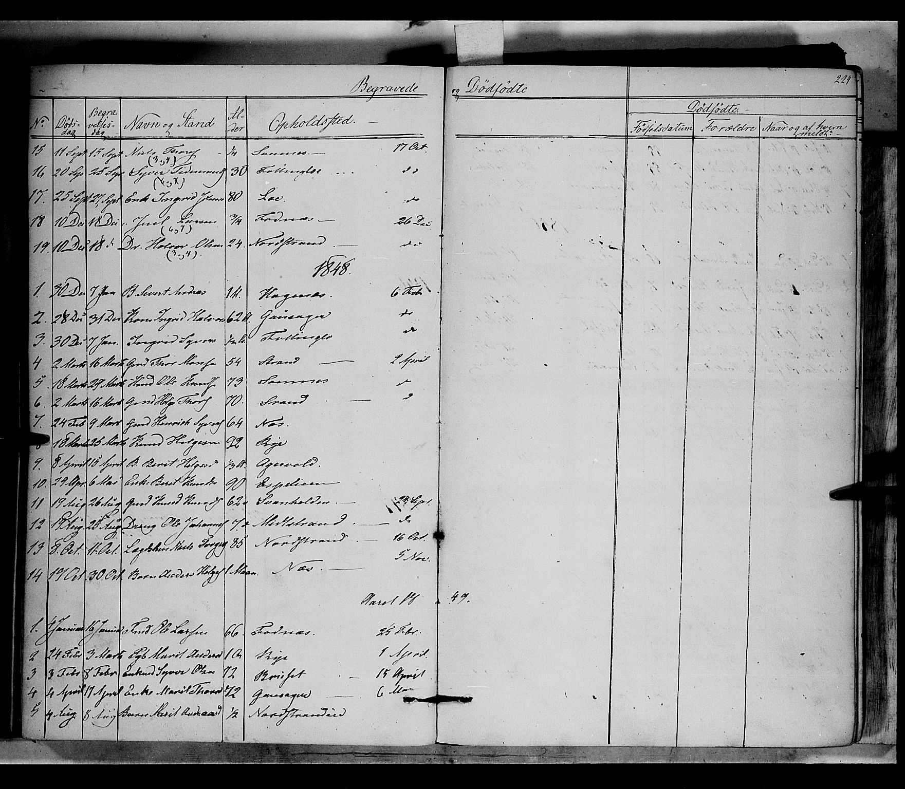 Nord-Aurdal prestekontor, SAH/PREST-132/H/Ha/Haa/L0005: Parish register (official) no. 5, 1842-1863, p. 224