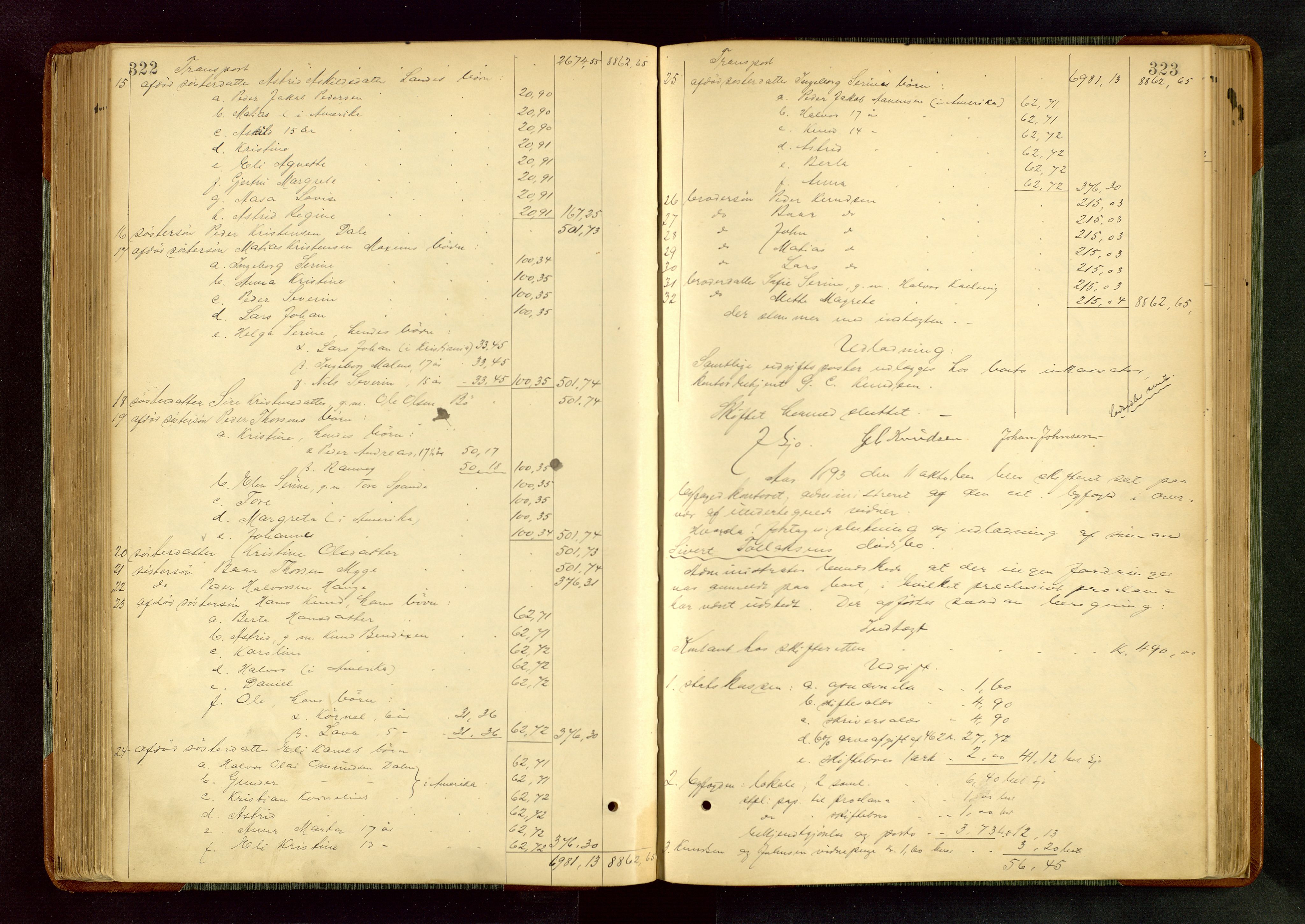 Haugesund tingrett, AV/SAST-A-101415/01/IV/IVA/L0005: Skifteprotokoll med register, 1887-1900, p. 322-323