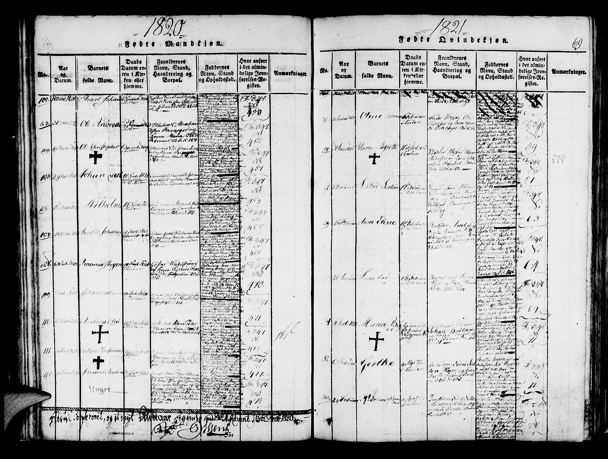 Korskirken sokneprestembete, AV/SAB-A-76101/H/Haa/L0013: Parish register (official) no. A 13, 1815-1822, p. 69