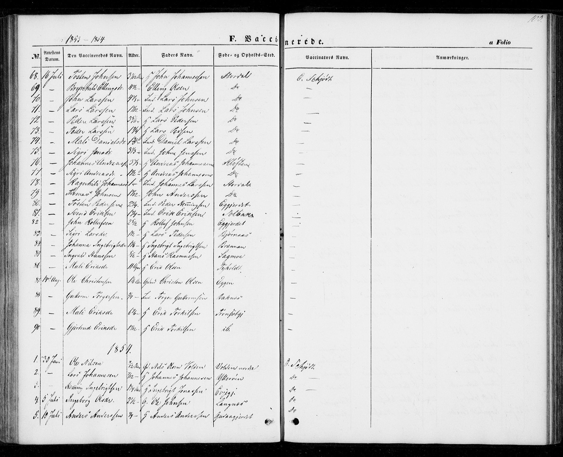Ministerialprotokoller, klokkerbøker og fødselsregistre - Nord-Trøndelag, SAT/A-1458/706/L0040: Parish register (official) no. 706A01, 1850-1861, p. 103