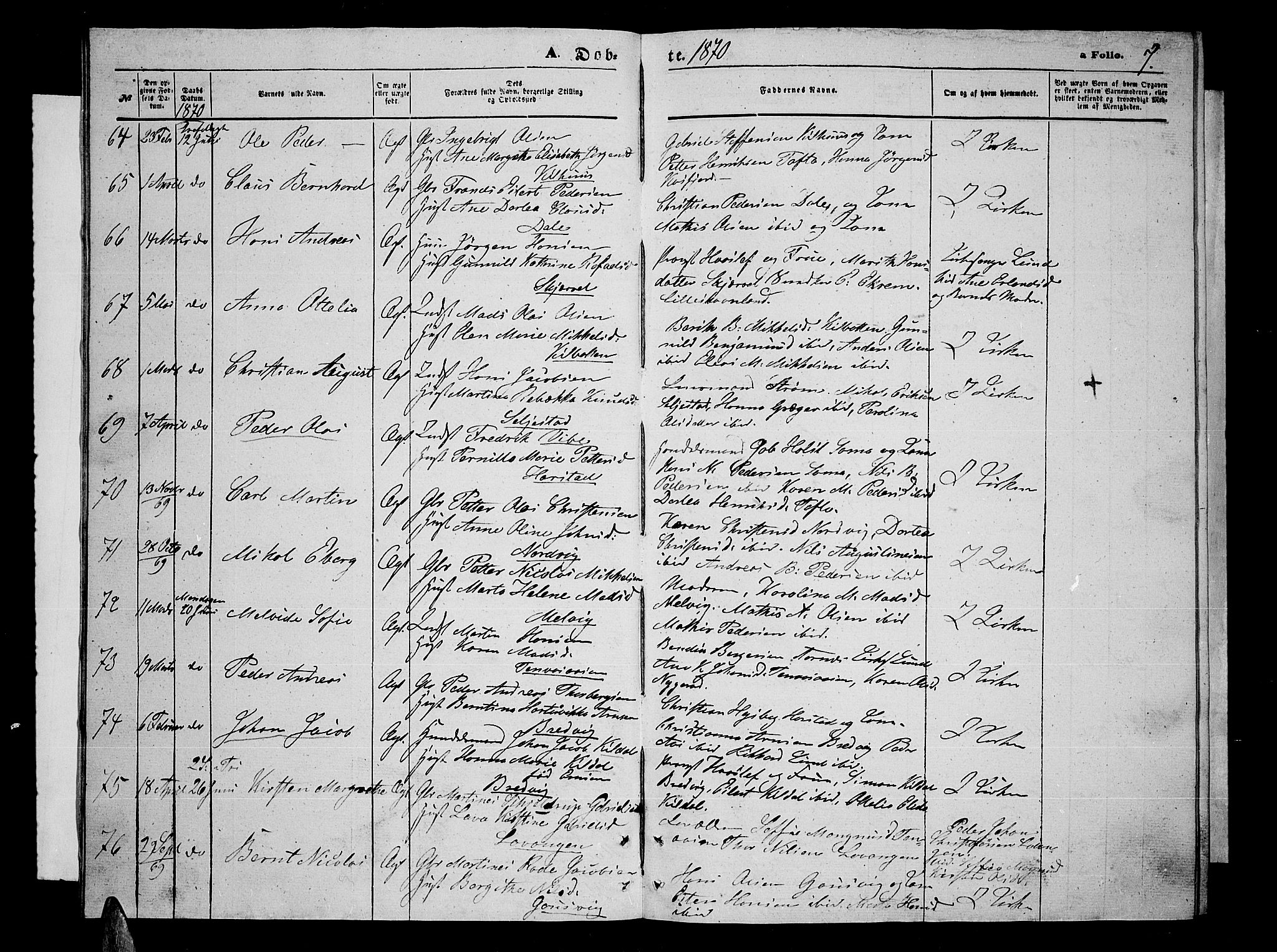 Trondenes sokneprestkontor, SATØ/S-1319/H/Hb/L0009klokker: Parish register (copy) no. 9, 1870-1876, p. 7