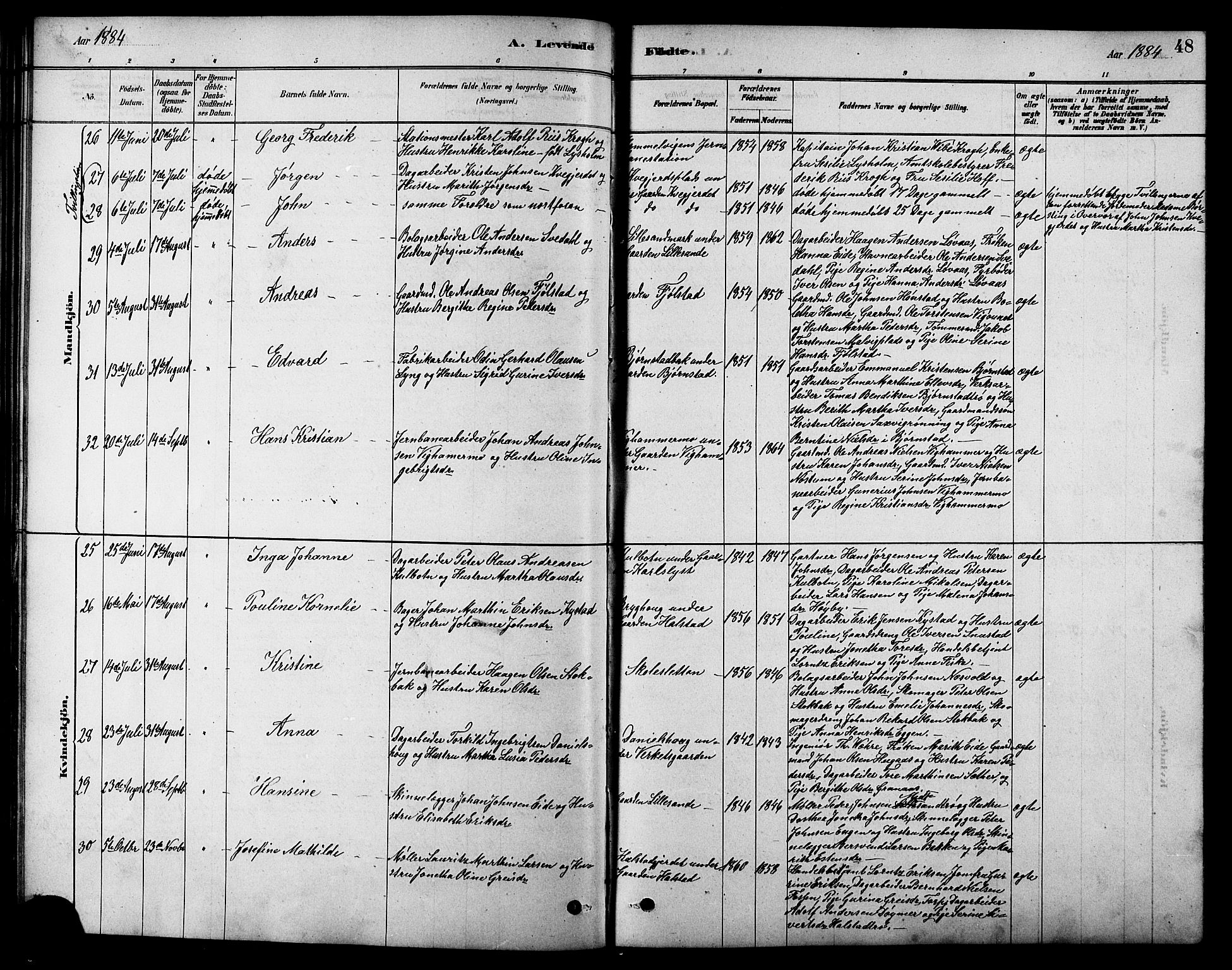 Ministerialprotokoller, klokkerbøker og fødselsregistre - Sør-Trøndelag, AV/SAT-A-1456/616/L0423: Parish register (copy) no. 616C06, 1878-1903, p. 48