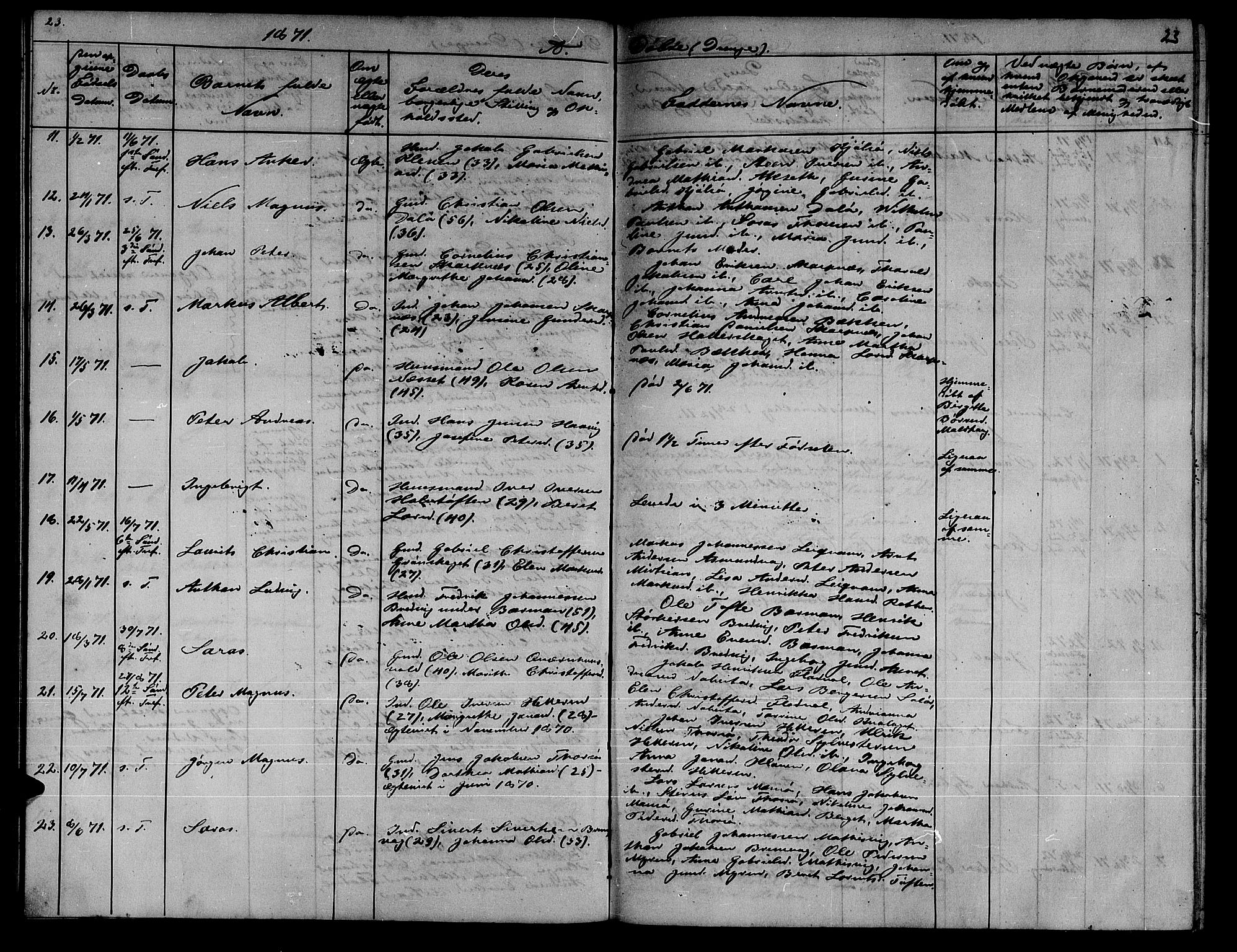 Ministerialprotokoller, klokkerbøker og fødselsregistre - Sør-Trøndelag, AV/SAT-A-1456/634/L0539: Parish register (copy) no. 634C01, 1866-1873, p. 23