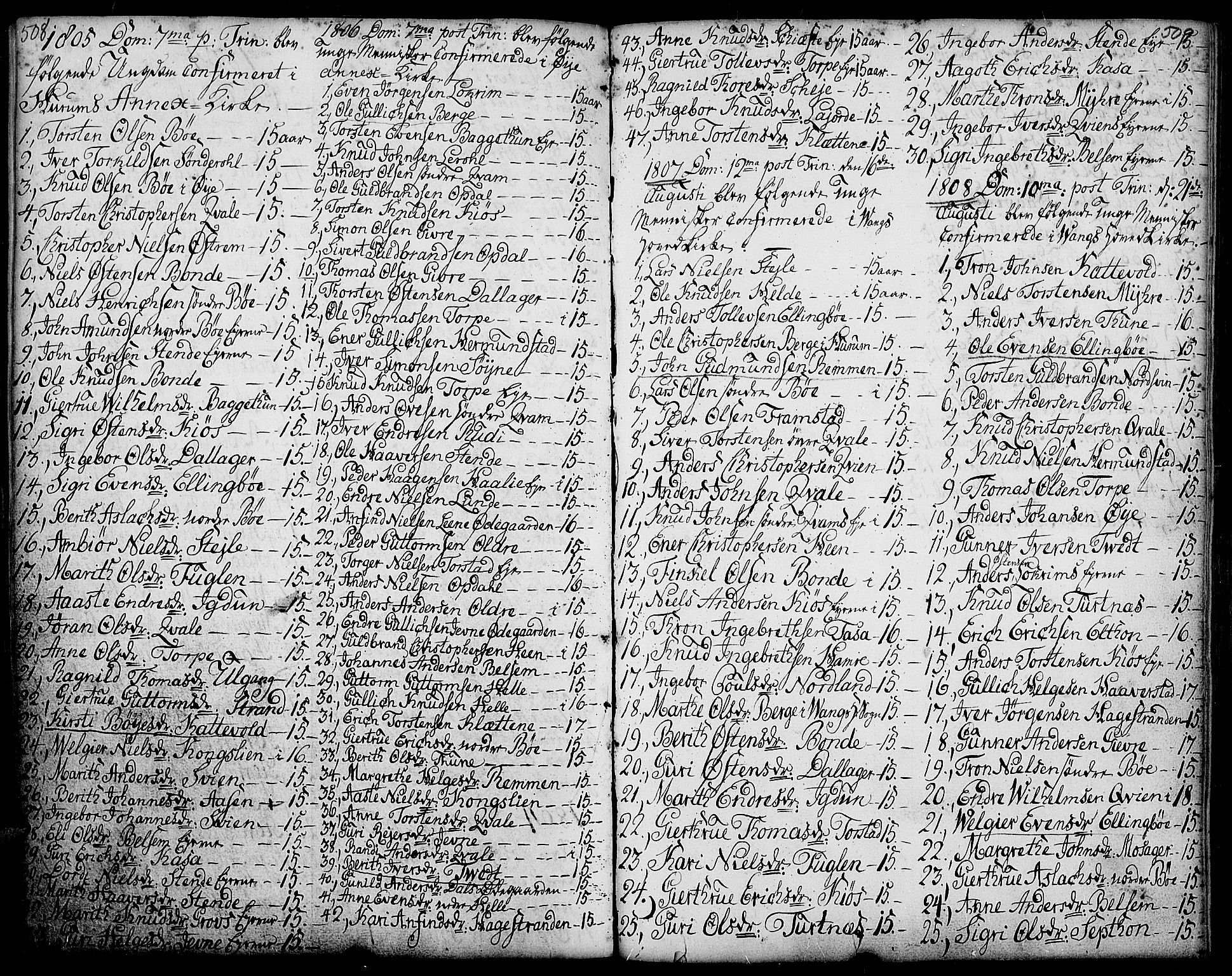 Vang prestekontor, Valdres, AV/SAH-PREST-140/H/Ha/L0002: Parish register (official) no. 2, 1796-1808, p. 508-509