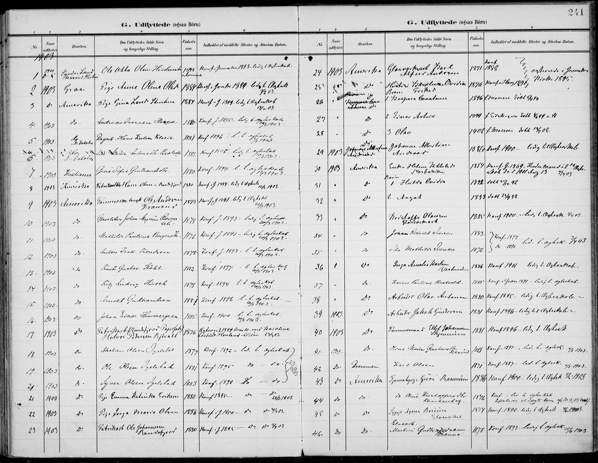 Jevnaker prestekontor, SAH/PREST-116/H/Ha/Haa/L0011: Parish register (official) no. 11, 1902-1913, p. 241