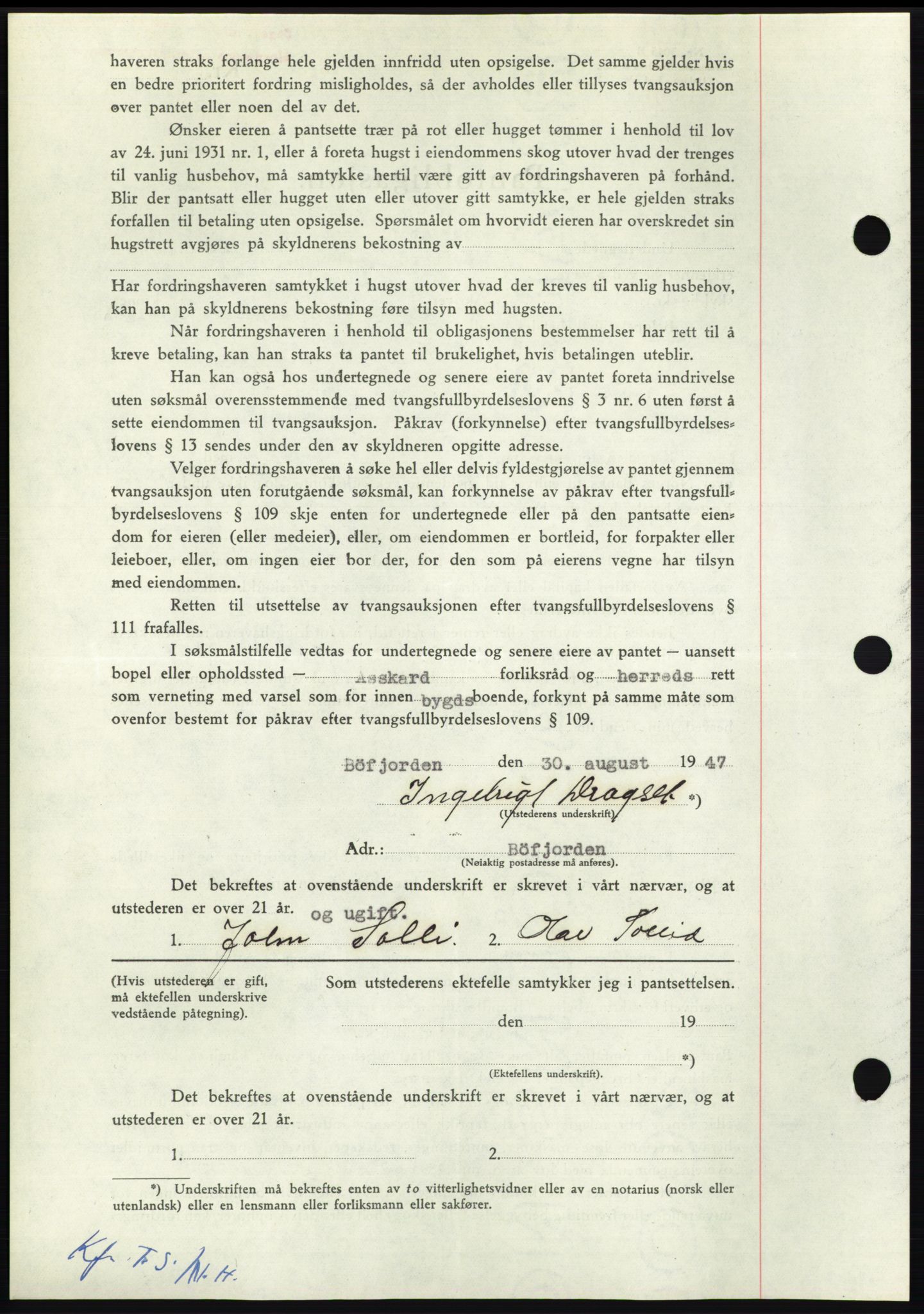 Nordmøre sorenskriveri, AV/SAT-A-4132/1/2/2Ca: Mortgage book no. B96, 1947-1947, Diary no: : 1984/1947