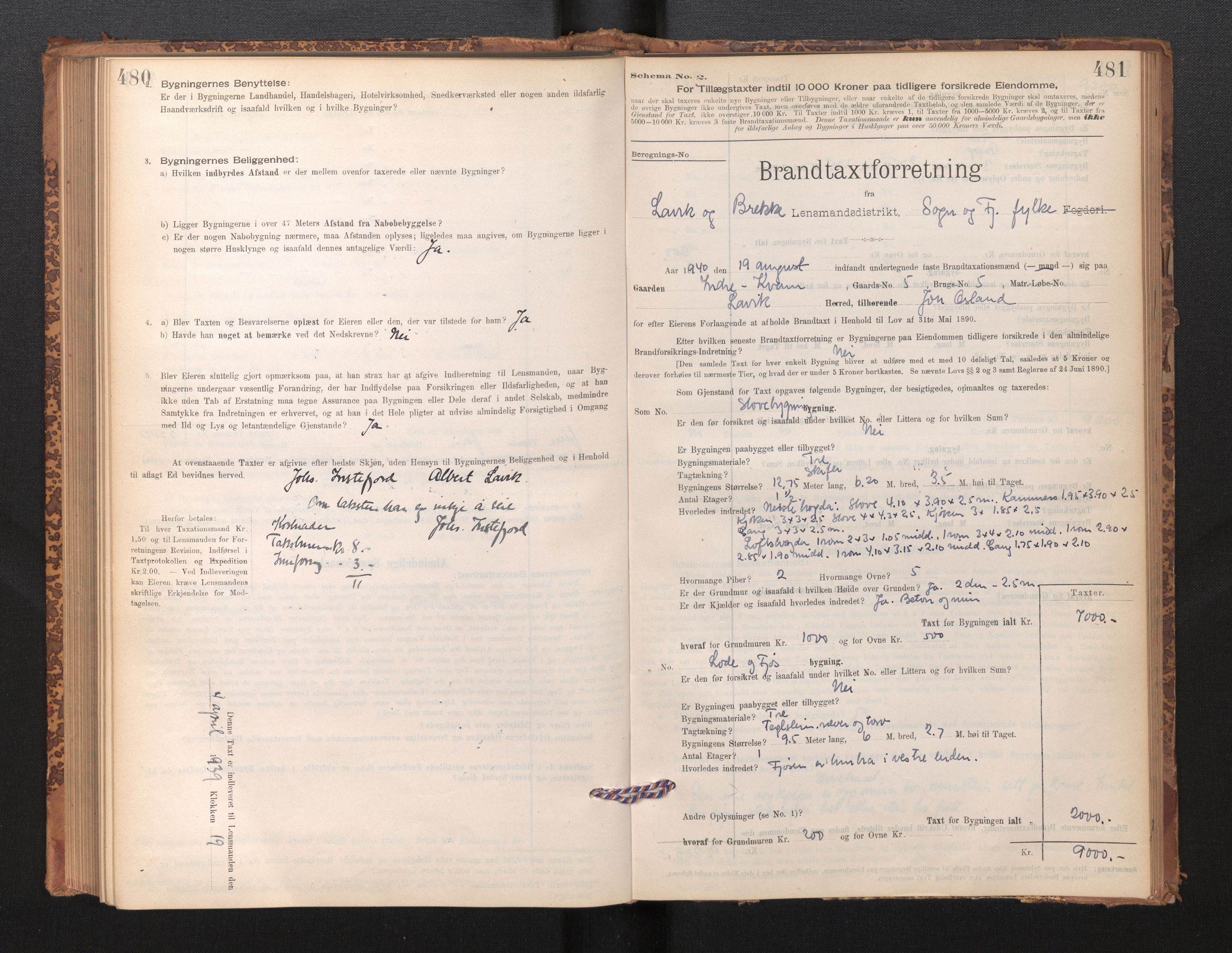 Lensmannen i Lavik, AV/SAB-A-29101/0012/L0002: Branntakstprotokoll, skjematakst, 1895-1933, p. 480-481
