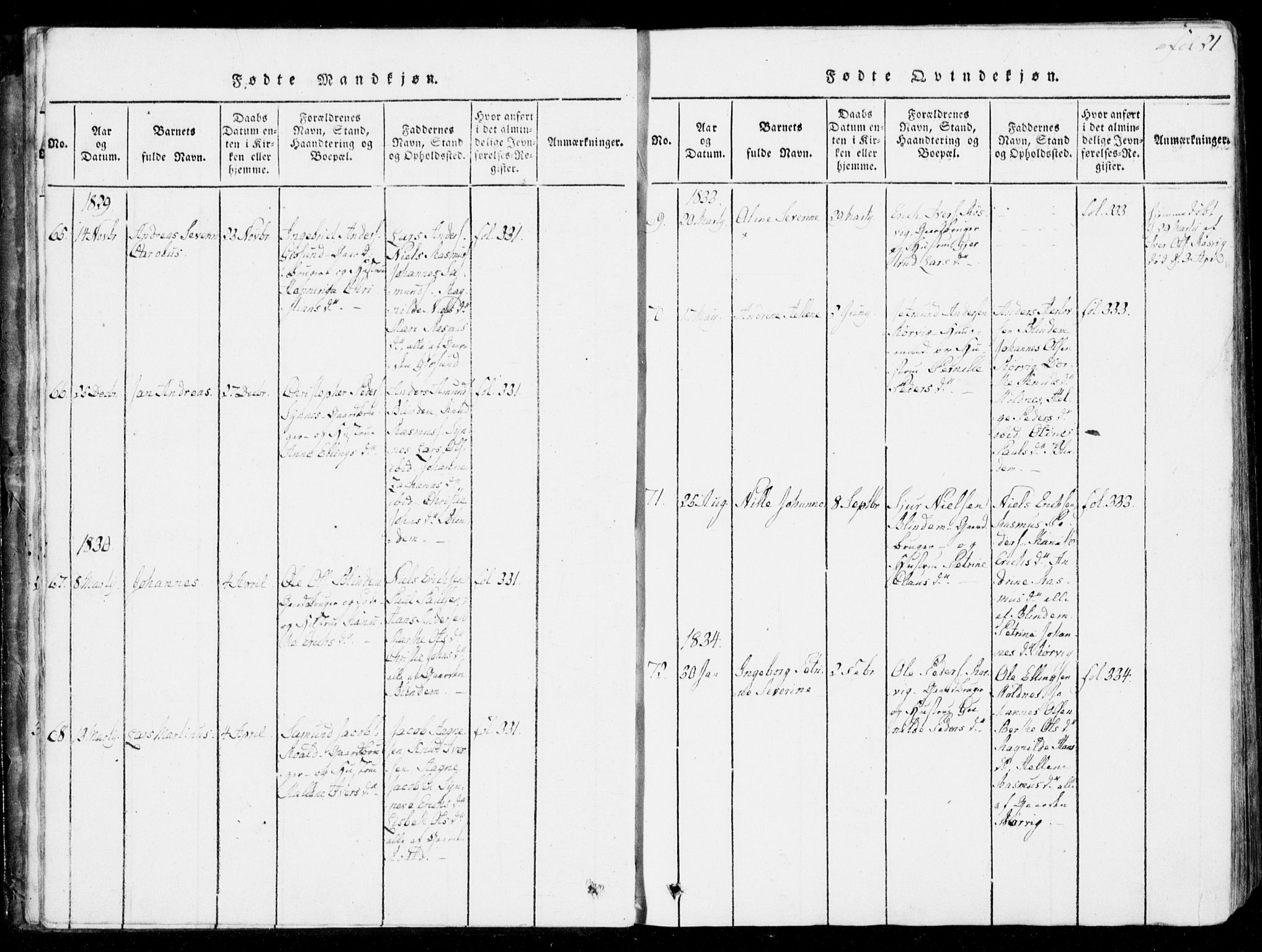 Ministerialprotokoller, klokkerbøker og fødselsregistre - Møre og Romsdal, AV/SAT-A-1454/537/L0517: Parish register (official) no. 537A01, 1818-1862, p. 21