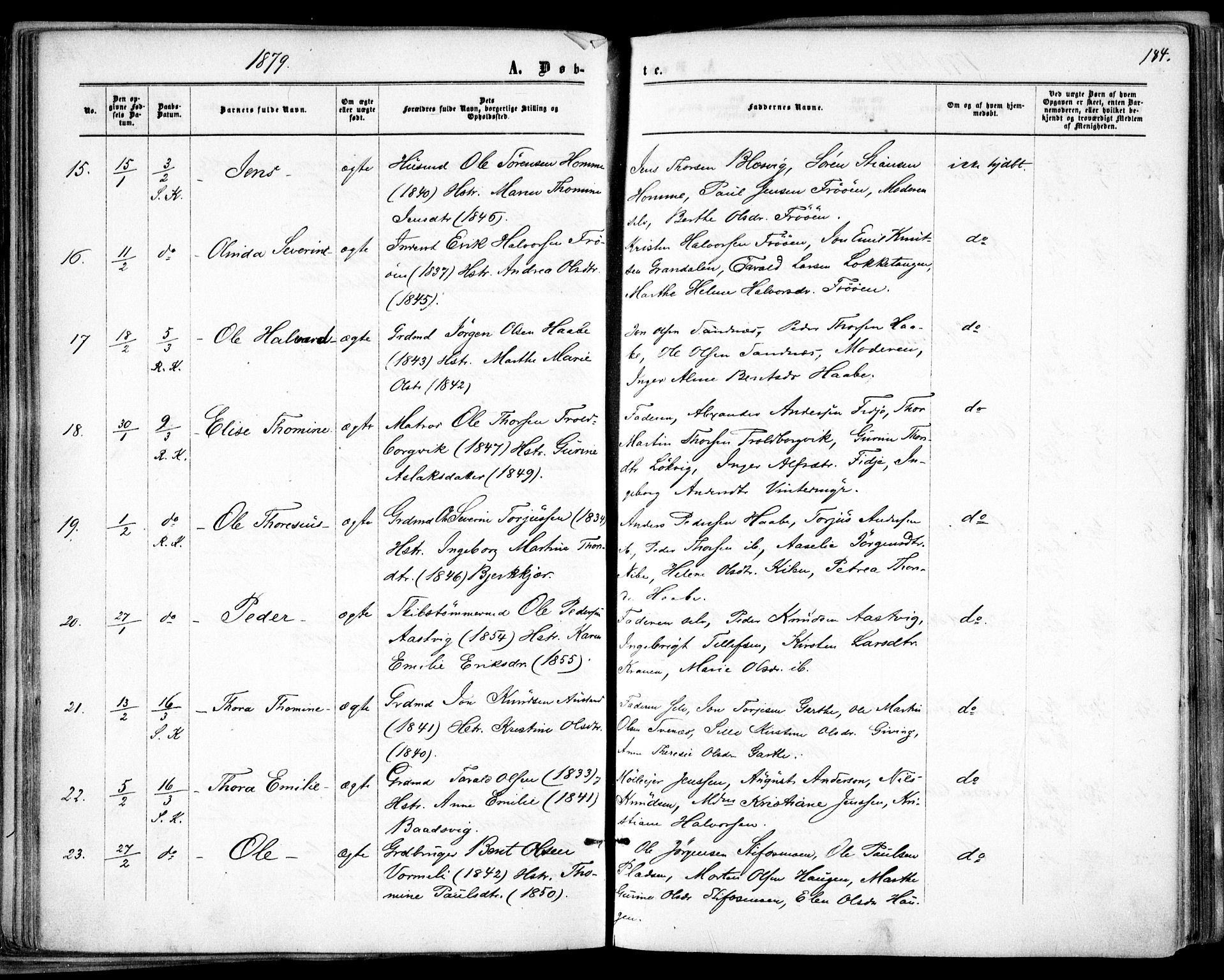 Søndeled sokneprestkontor, AV/SAK-1111-0038/F/Fa/L0003: Parish register (official) no. A 3, 1861-1879, p. 184