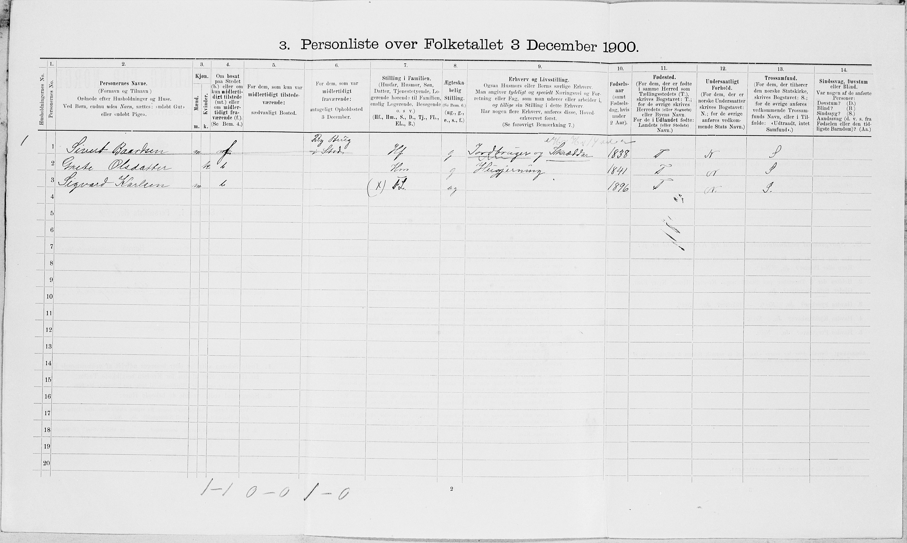 SAT, 1900 census for Sparbu, 1900, p. 764