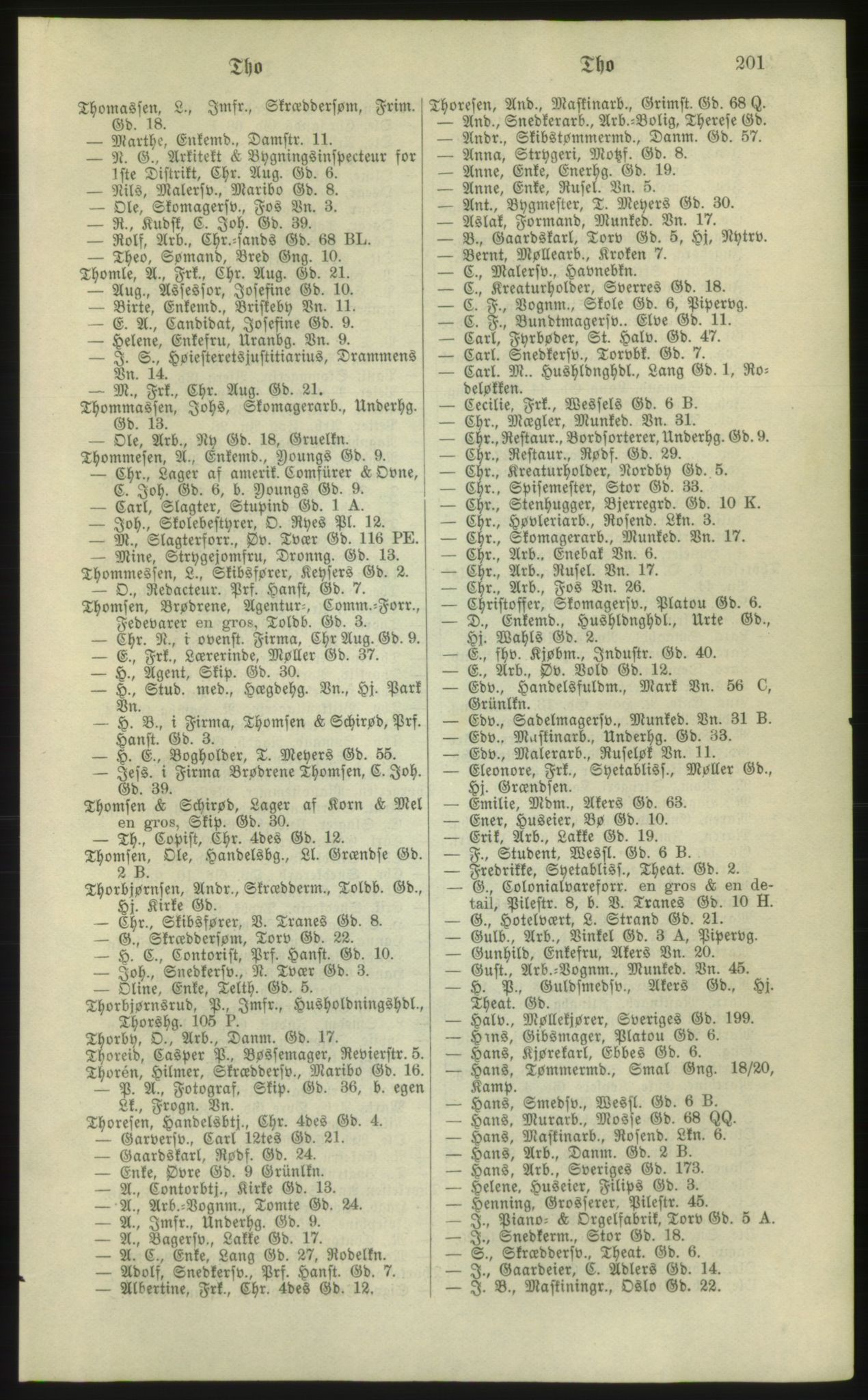 Kristiania/Oslo adressebok, PUBL/-, 1881, p. 201