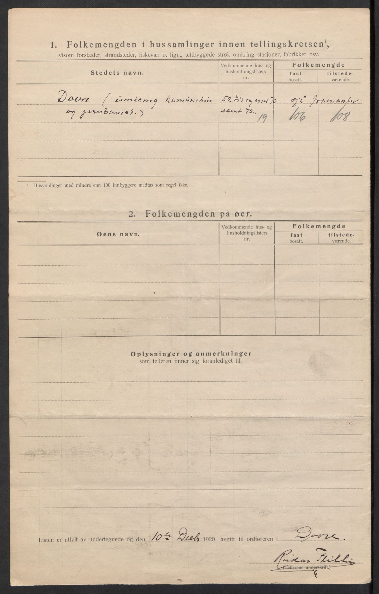 SAH, 1920 census for Dovre, 1920, p. 19